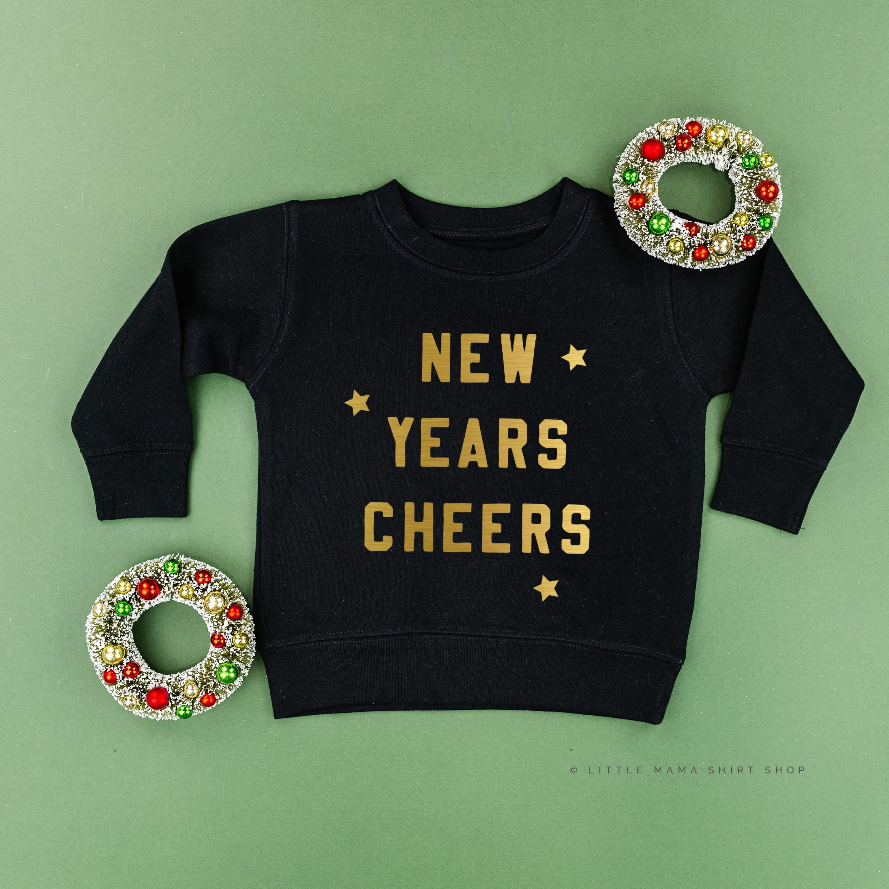 New Years Cheers - Block Font - Child Sweater Little Mama Shirt Shop