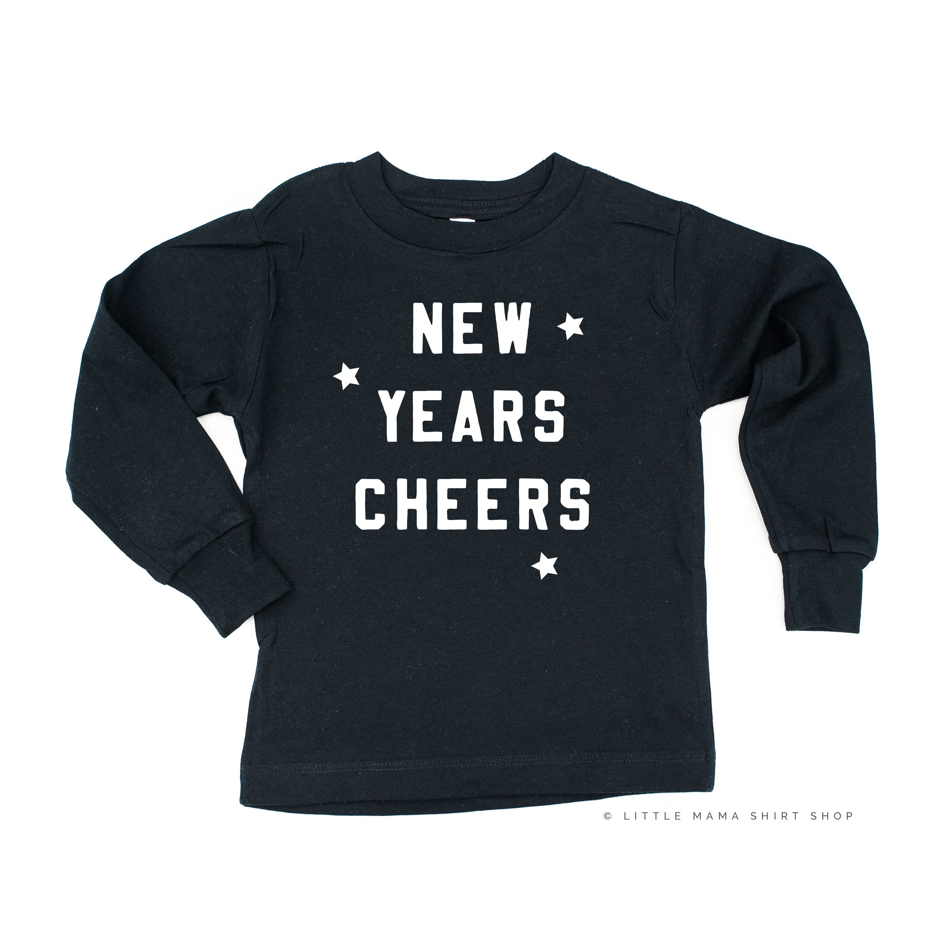 New Years Cheers - Block Font - Child LONG SLEEVE Tee Little Mama Shirt Shop