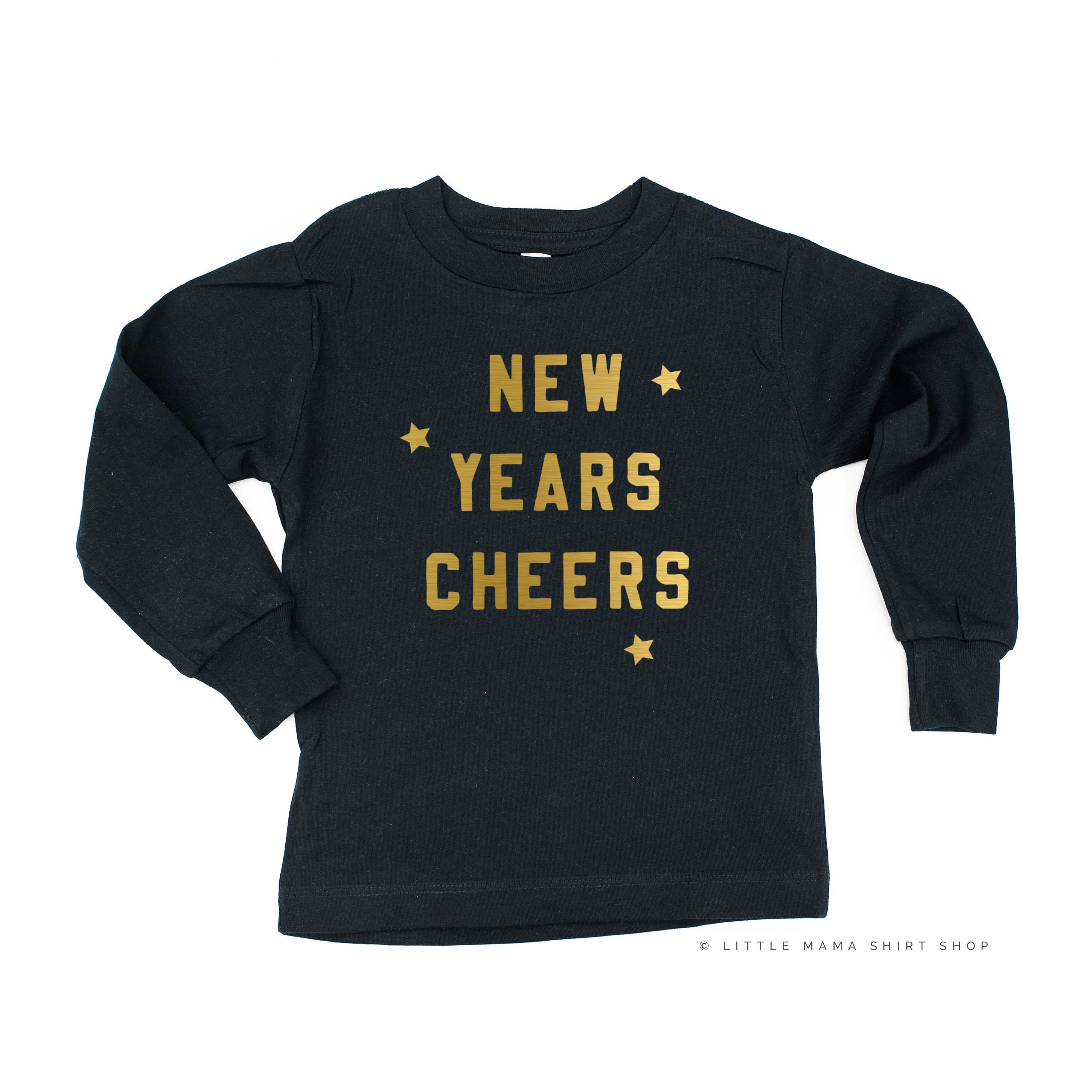 New Years Cheers - Block Font - Child LONG SLEEVE Tee Little Mama Shirt Shop