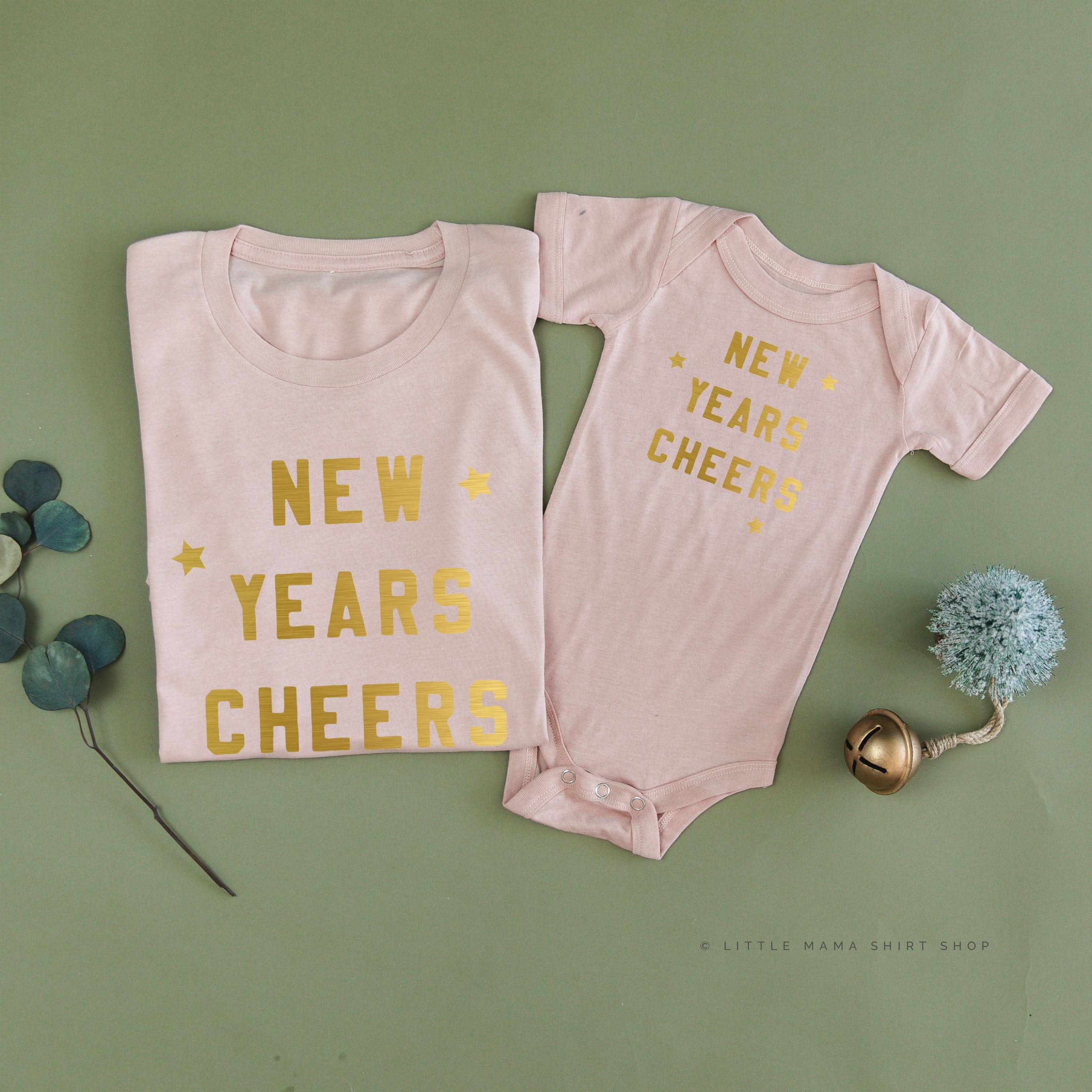 New Years Cheers - Block Font - Set of 2 Unisex Tees Little Mama Shirt Shop