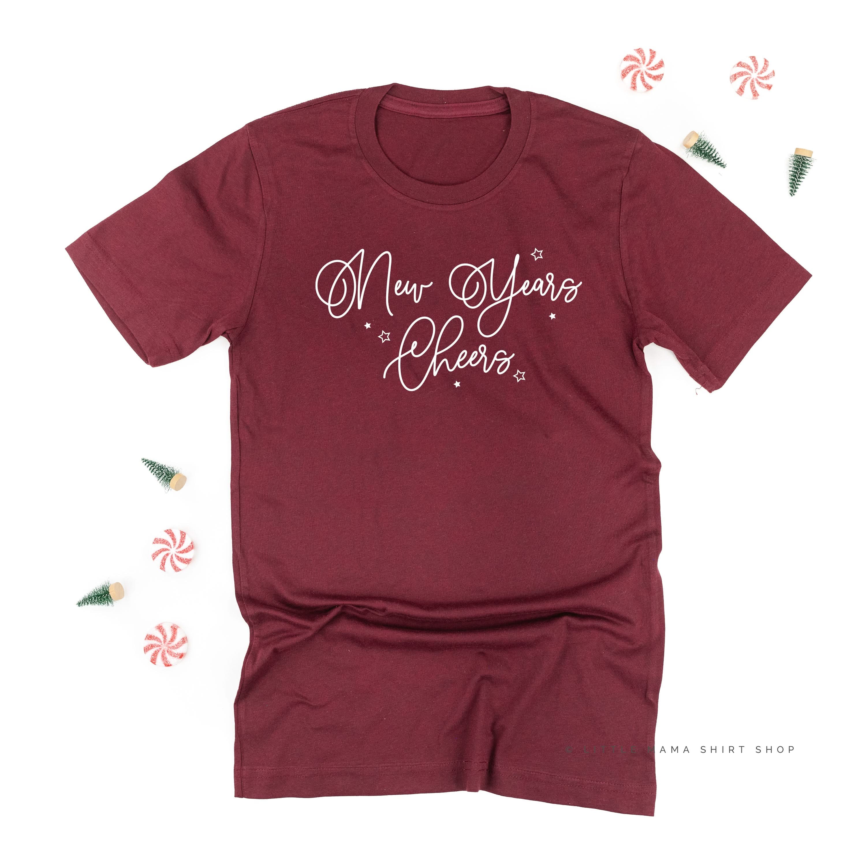 New Years Cheers - Stars/Script - Unisex Tee Little Mama Shirt Shop