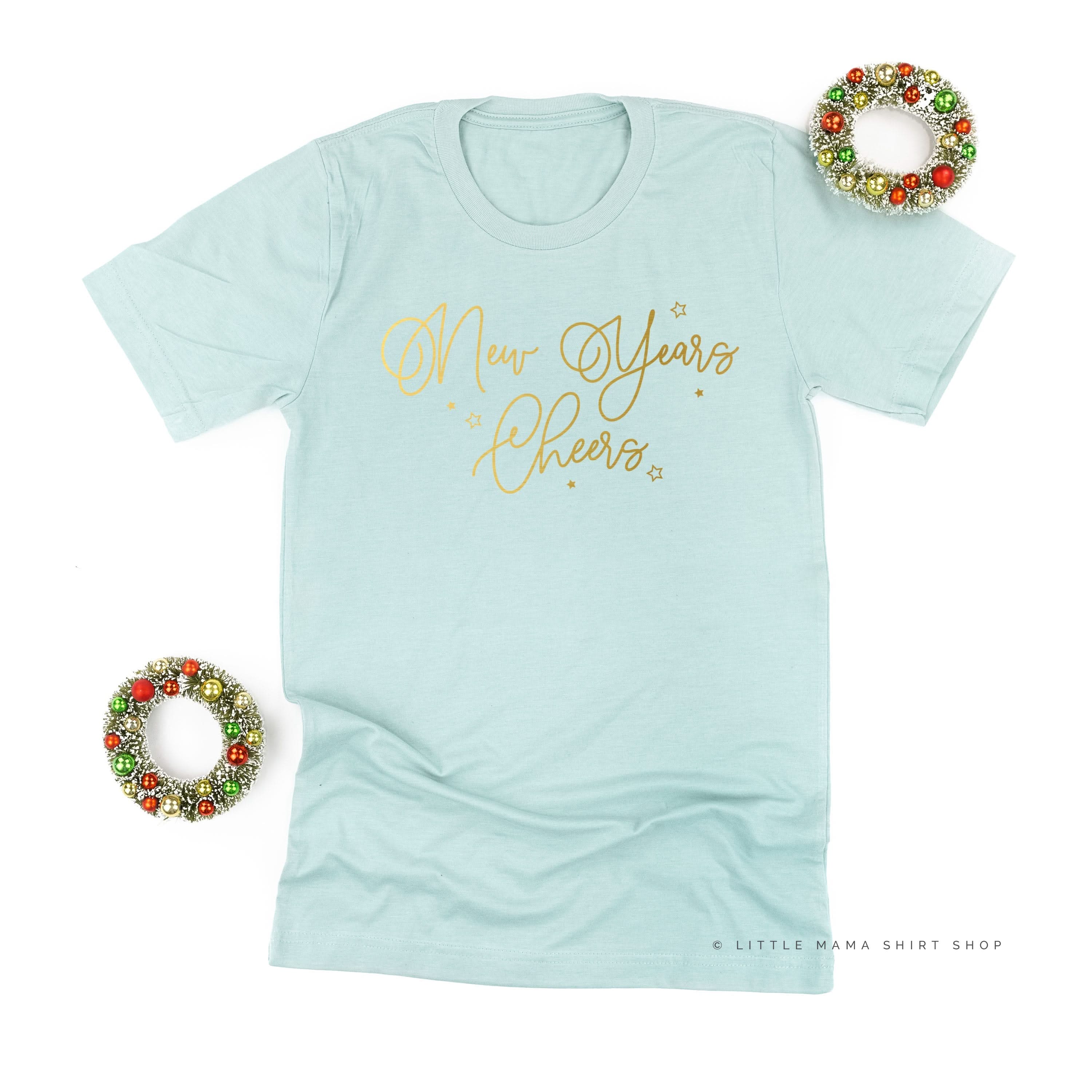 New Years Cheers - Stars/Script - Unisex Tee Little Mama Shirt Shop
