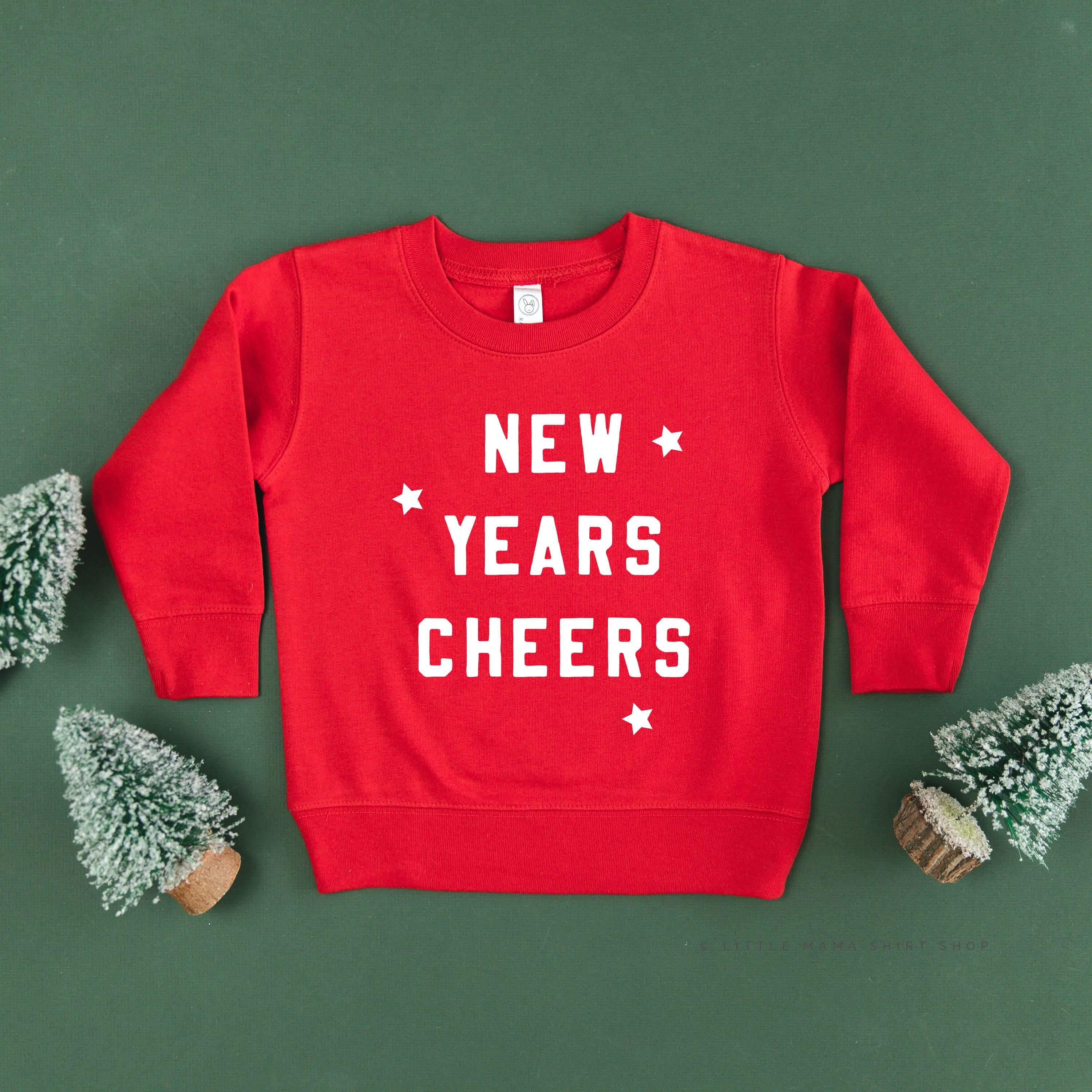 New Years Cheers - Block Font - Child Sweater Little Mama Shirt Shop