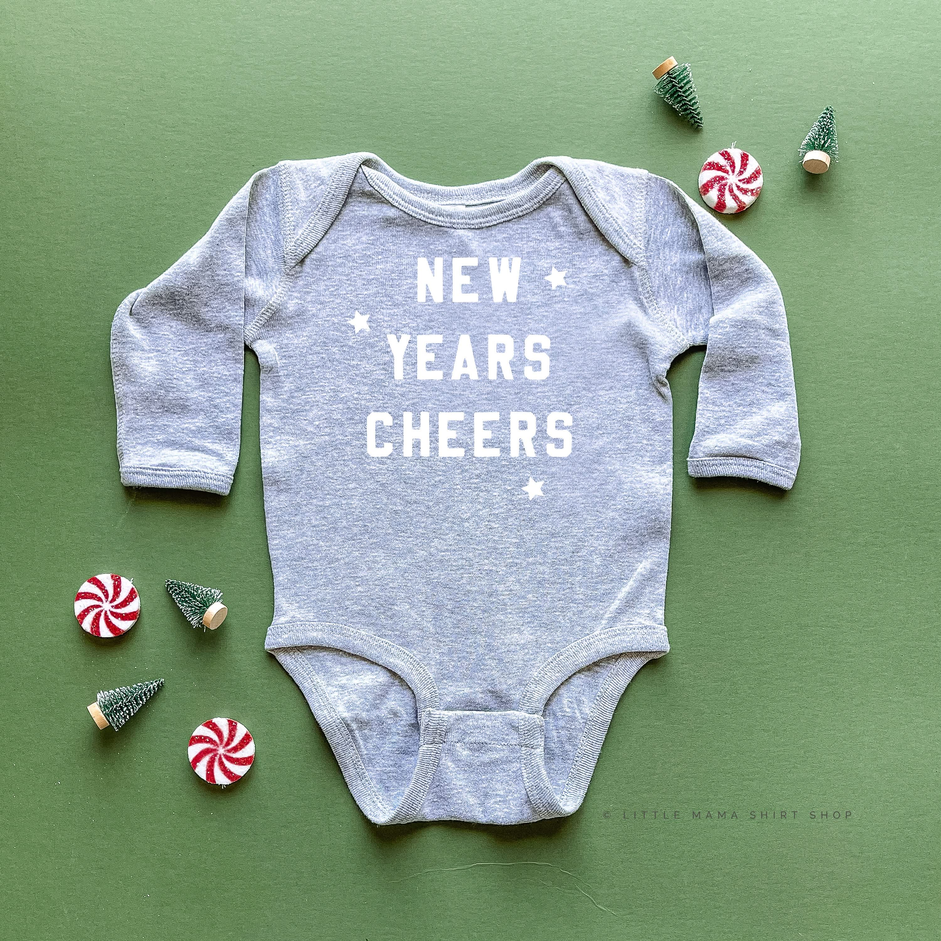 New Years Cheers - Block Font - Child LONG SLEEVE Tee Little Mama Shirt Shop