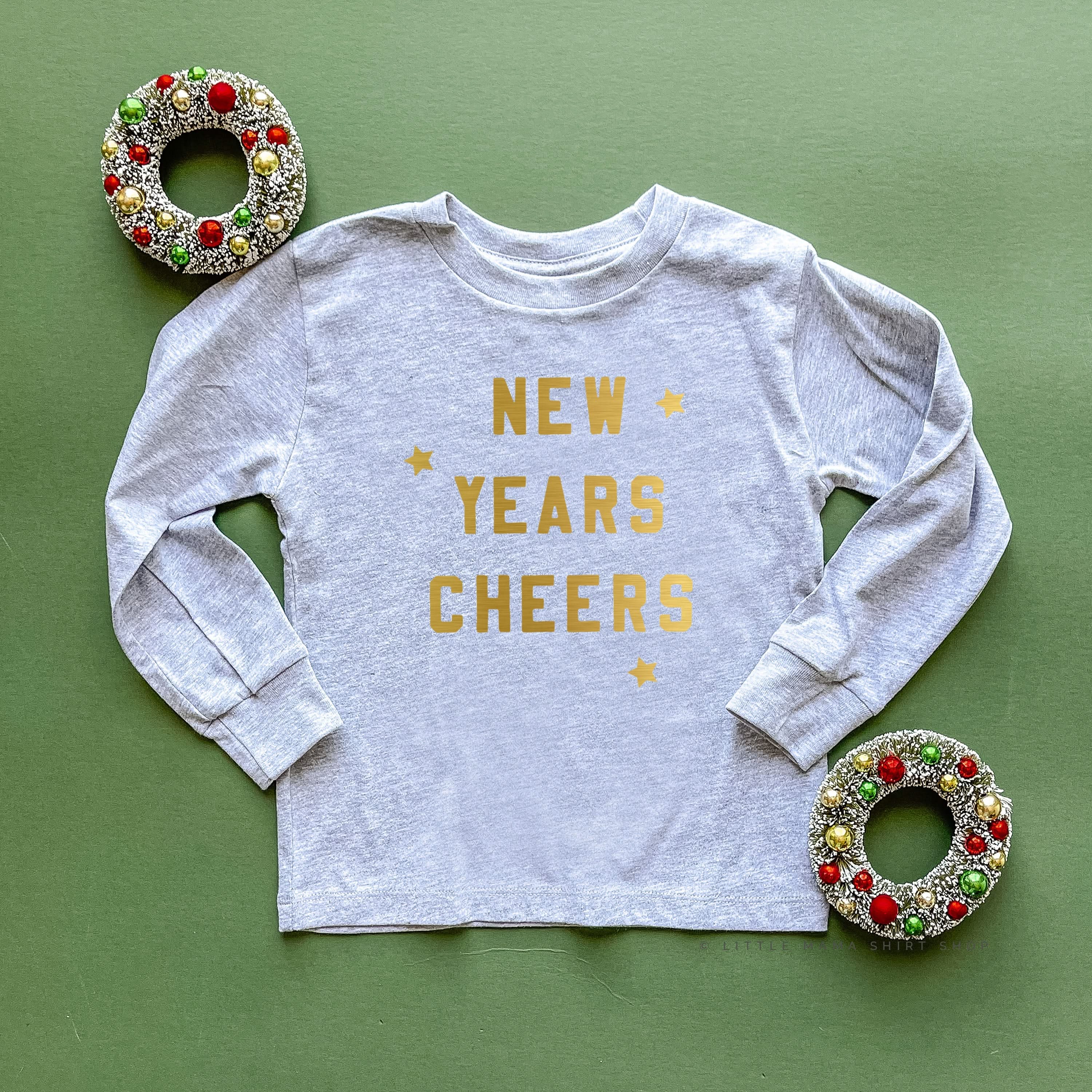 New Years Cheers - Block Font - Child LONG SLEEVE Tee Little Mama Shirt Shop
