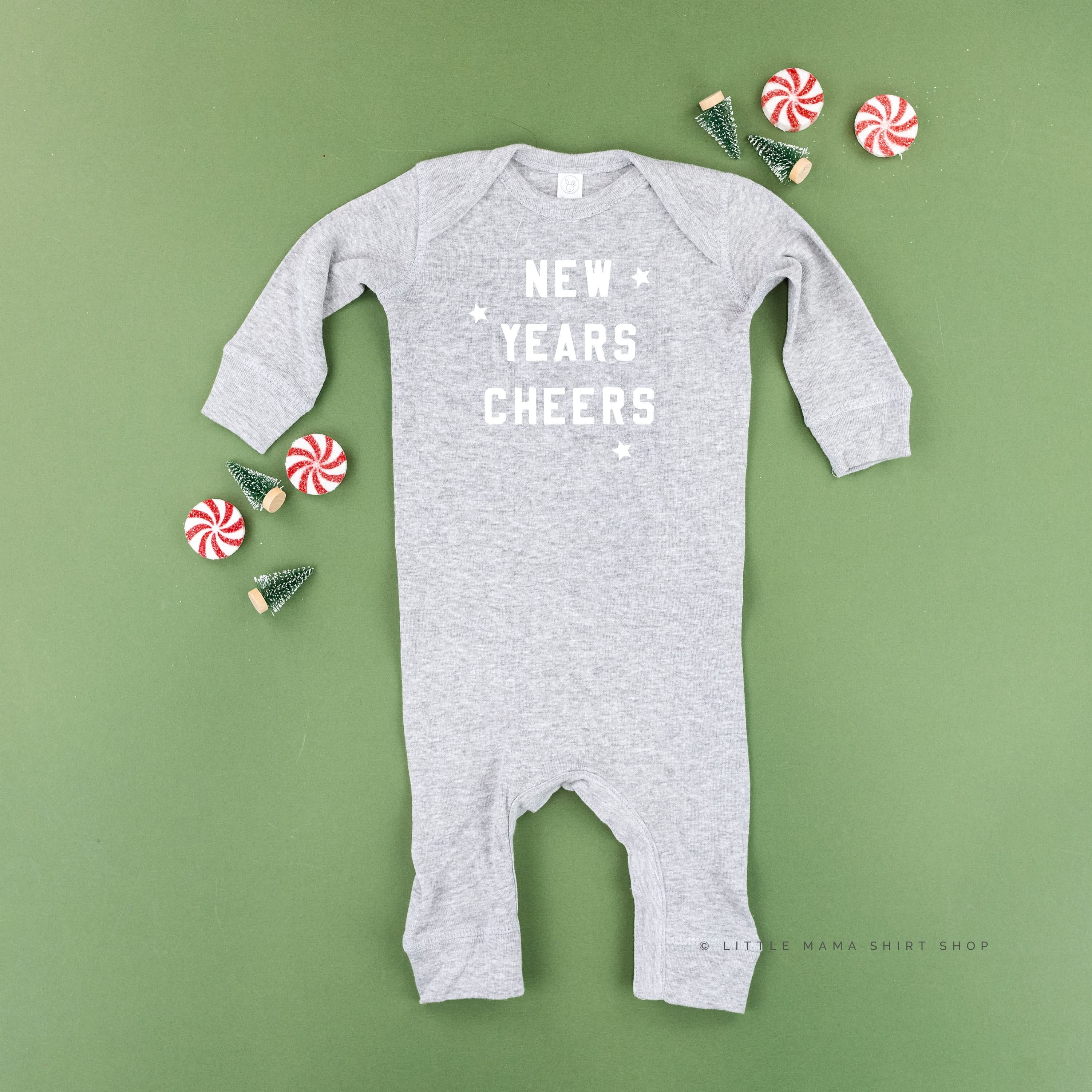 New Years Cheers - Block Font - Baby Sleeper Little Mama Shirt Shop