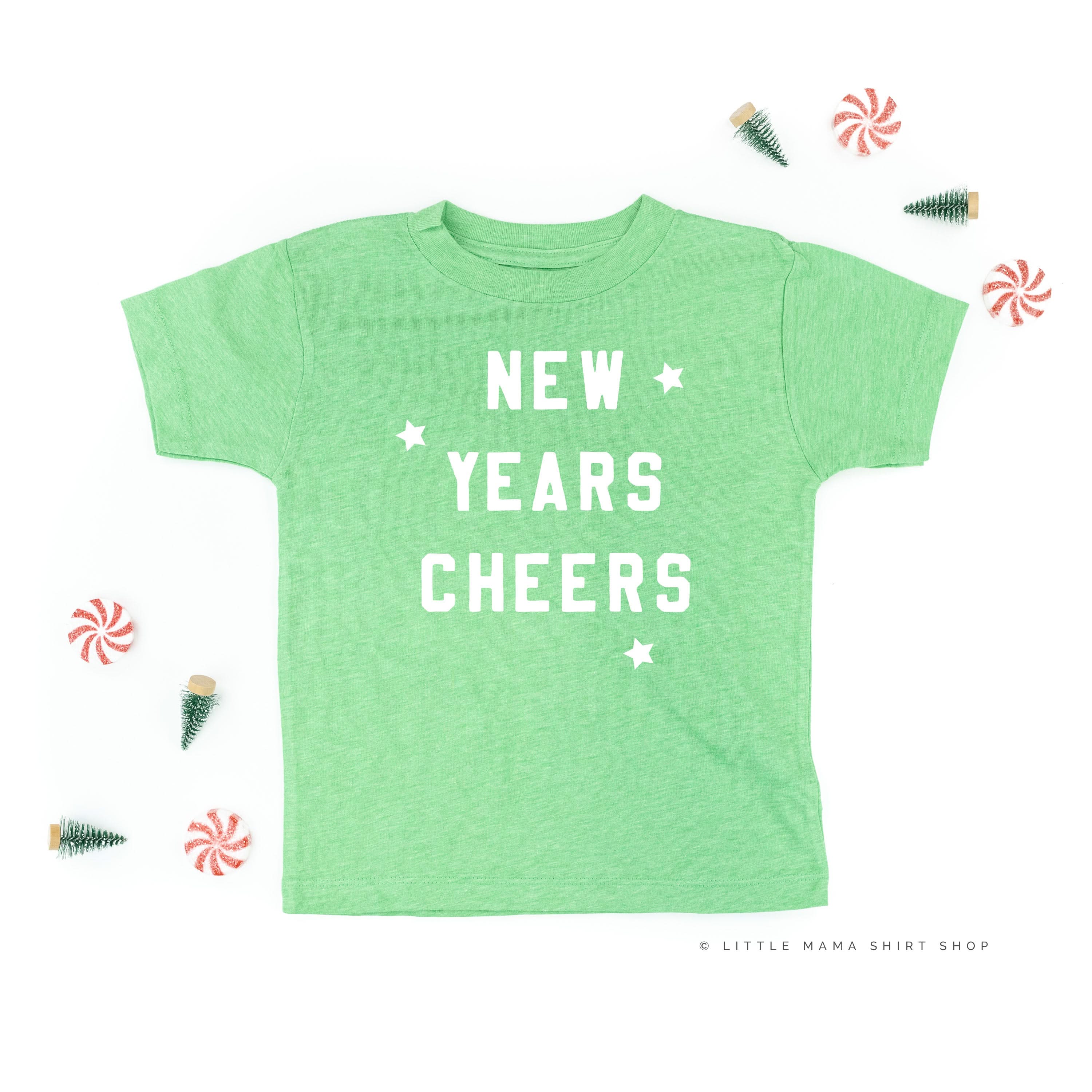 New Years Cheers - Block Font - Child Tee Little Mama Shirt Shop