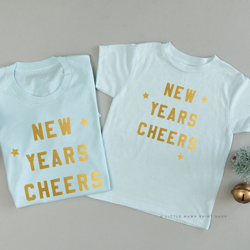 New Years Cheers - Block Font - Set of 2 Unisex Tees