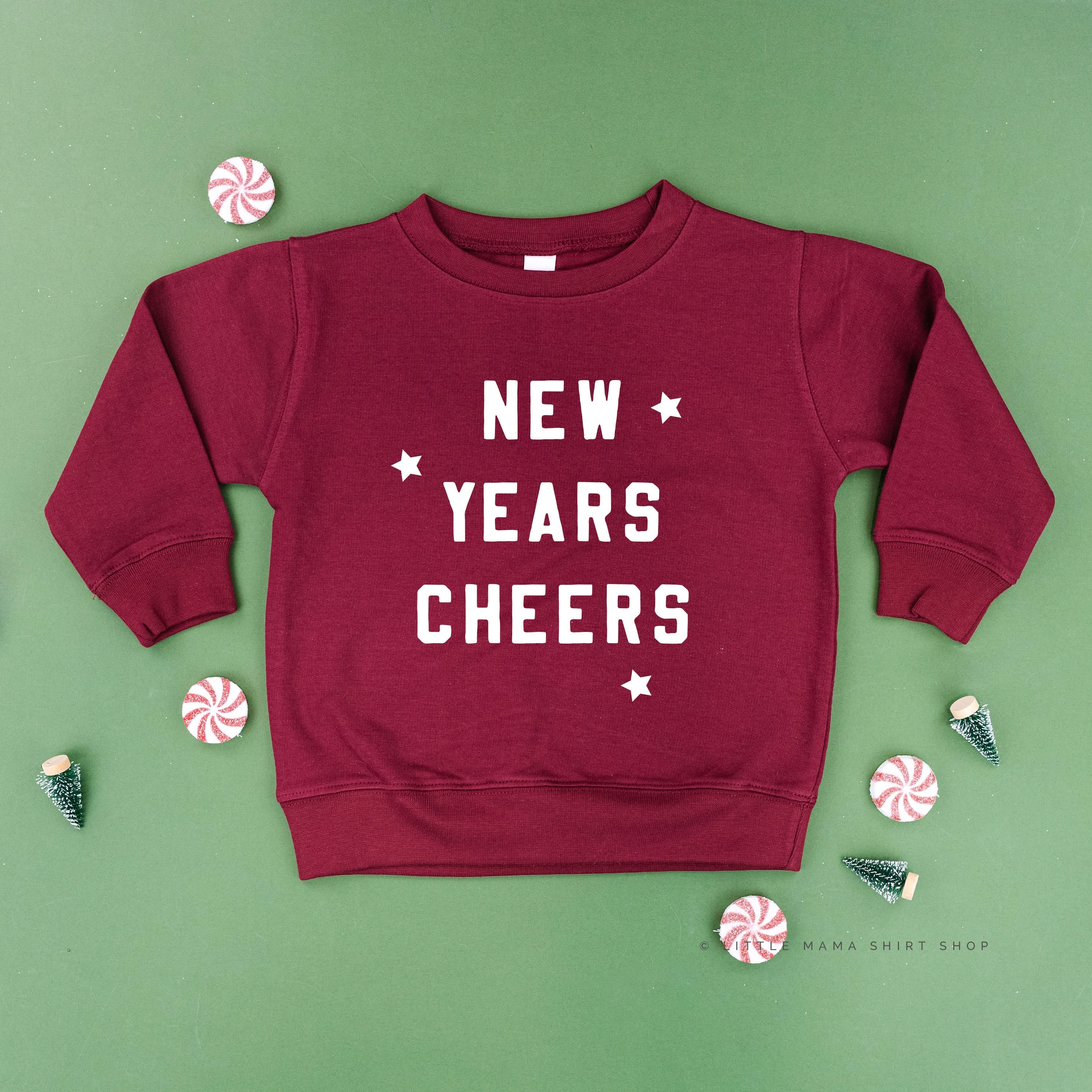 New Years Cheers - Block Font - Child Sweater Little Mama Shirt Shop
