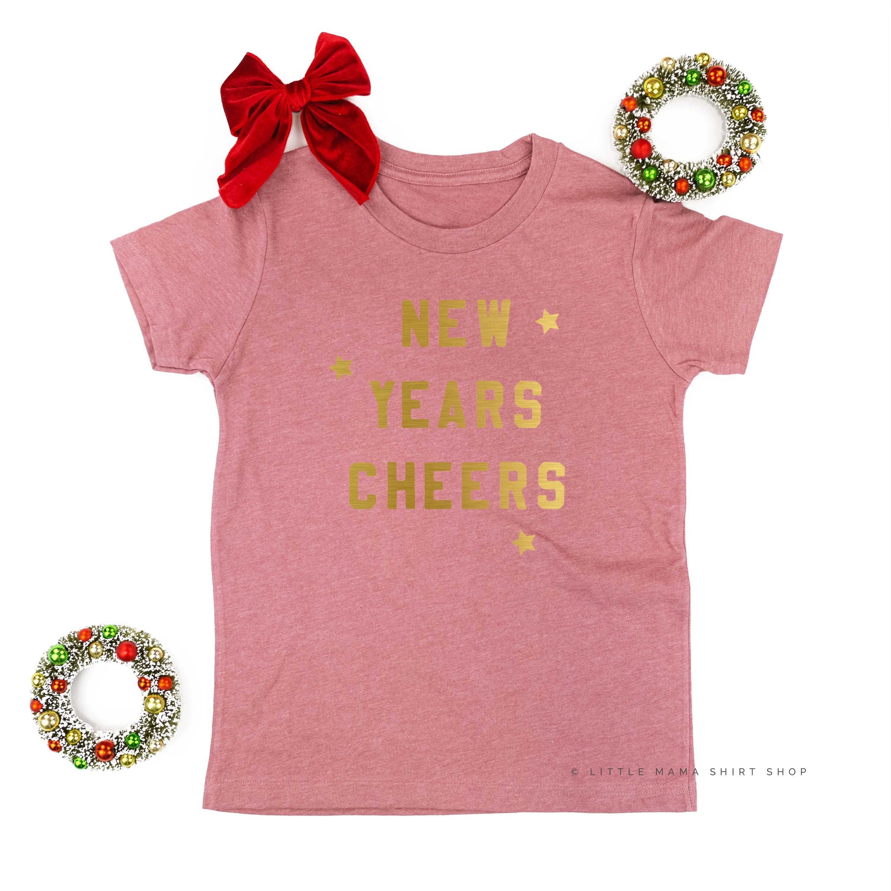 New Years Cheers - Block Font - Child Tee Little Mama Shirt Shop