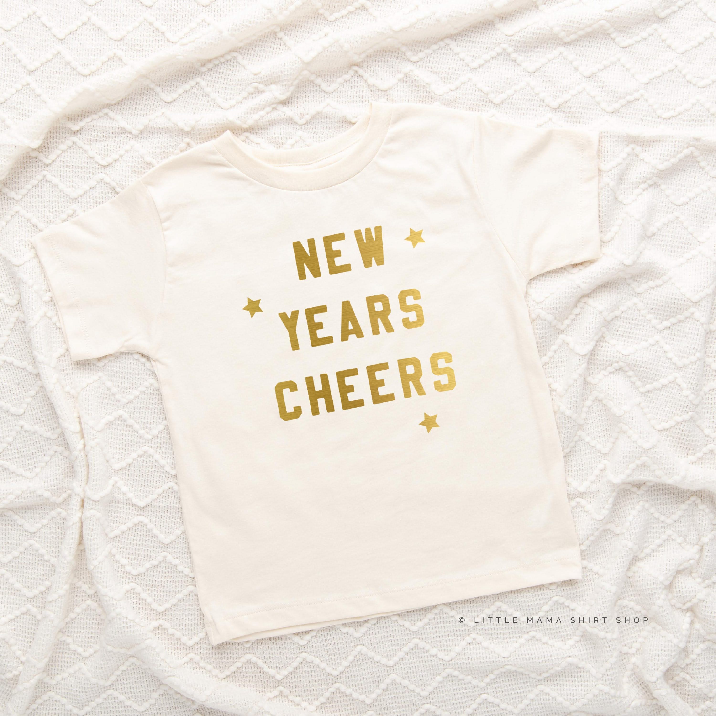 New Years Cheers - Block Font - Child Tee Little Mama Shirt Shop