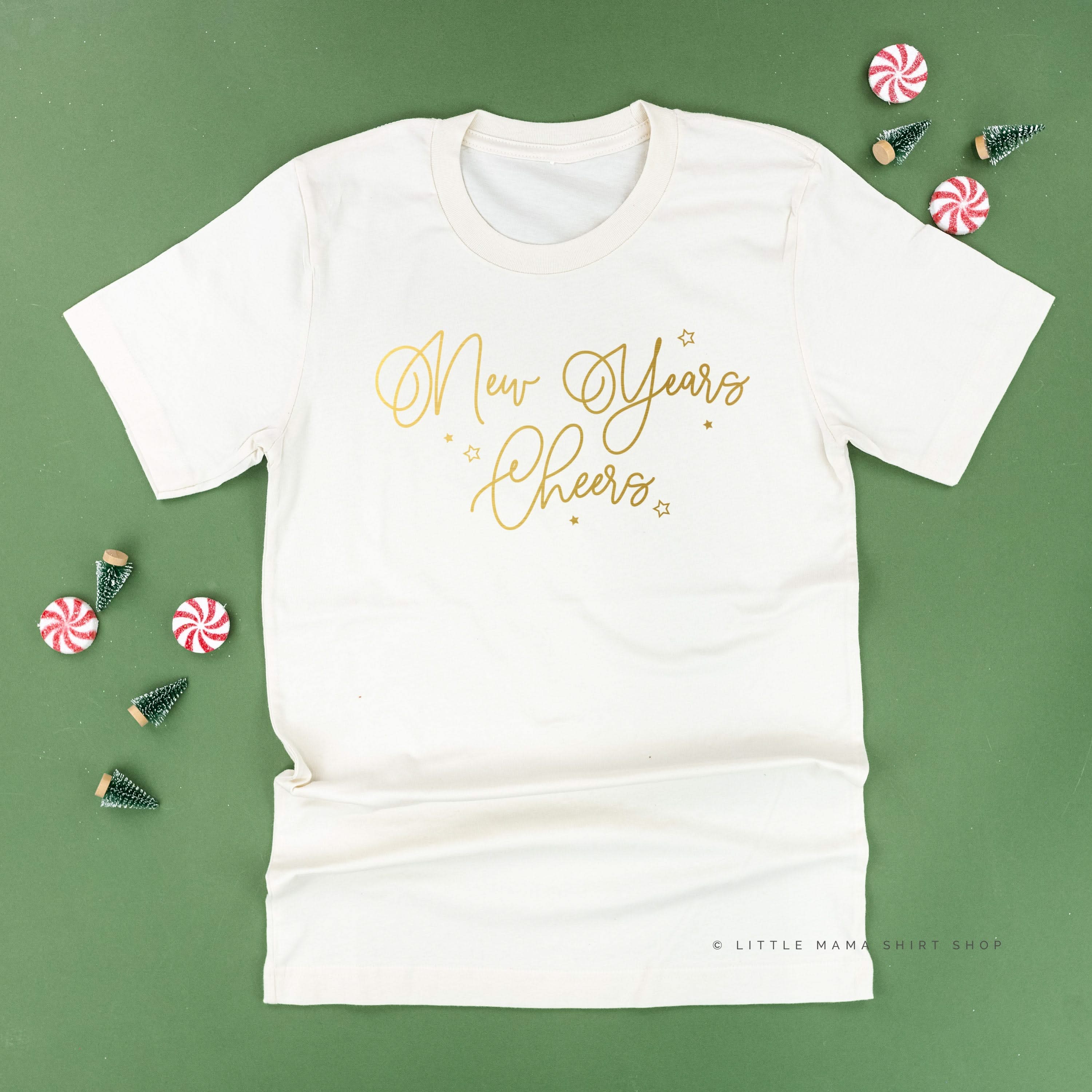 New Years Cheers - Stars/Script - Unisex Tee Little Mama Shirt Shop