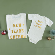 New Years Cheers - Block Font - Set of 2 Unisex Tees Little Mama Shirt Shop