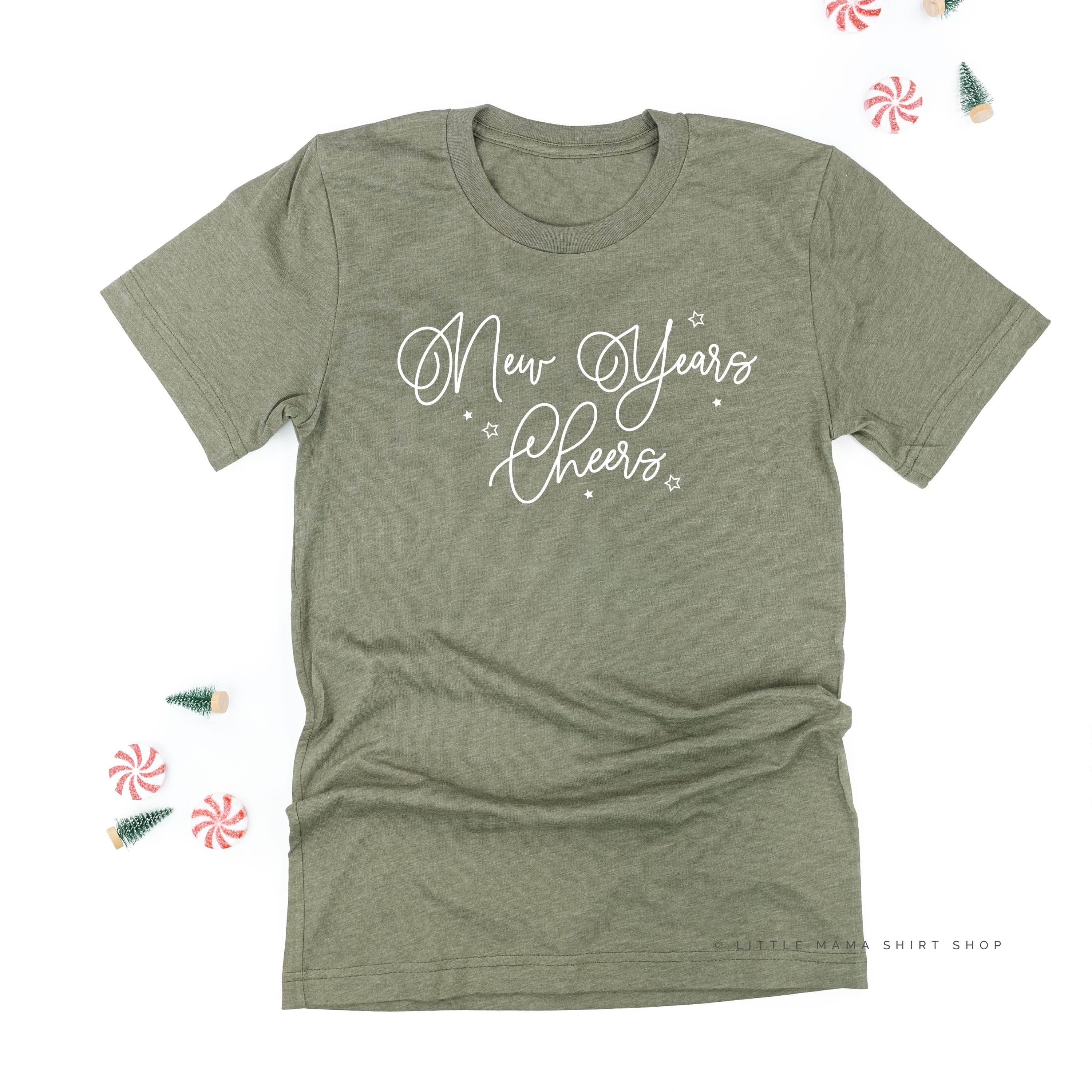 New Years Cheers - Stars/Script - Unisex Tee Little Mama Shirt Shop