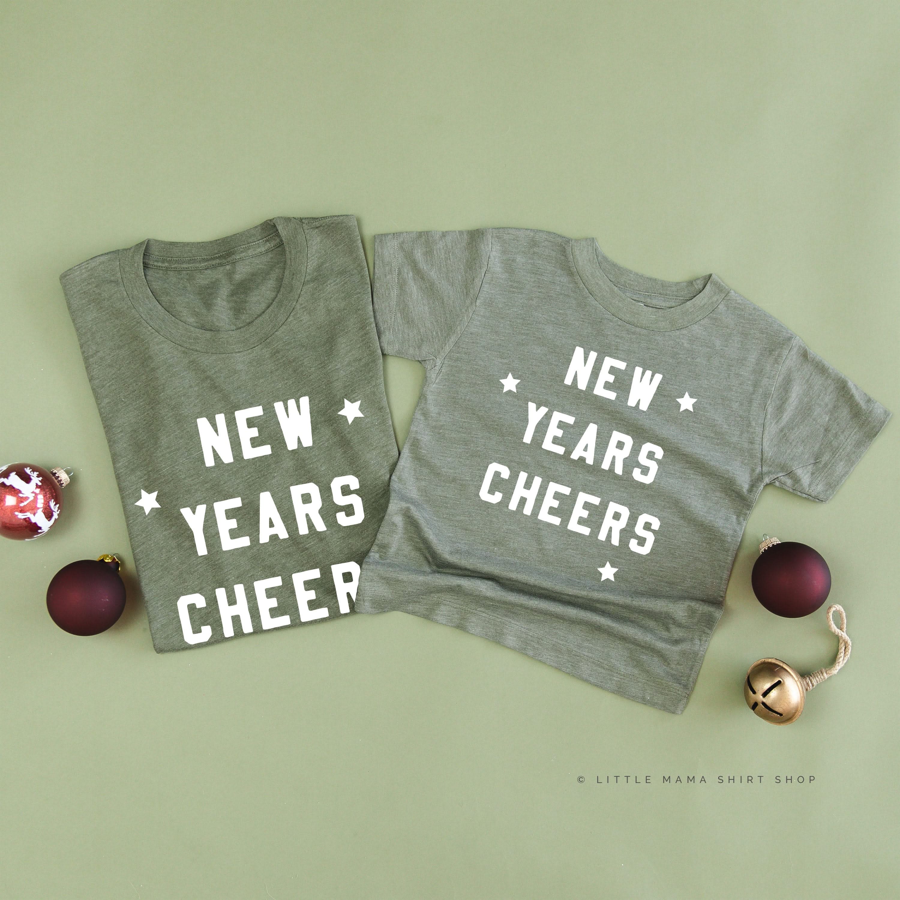 New Years Cheers - Block Font - Set of 2 Unisex Tees Little Mama Shirt Shop