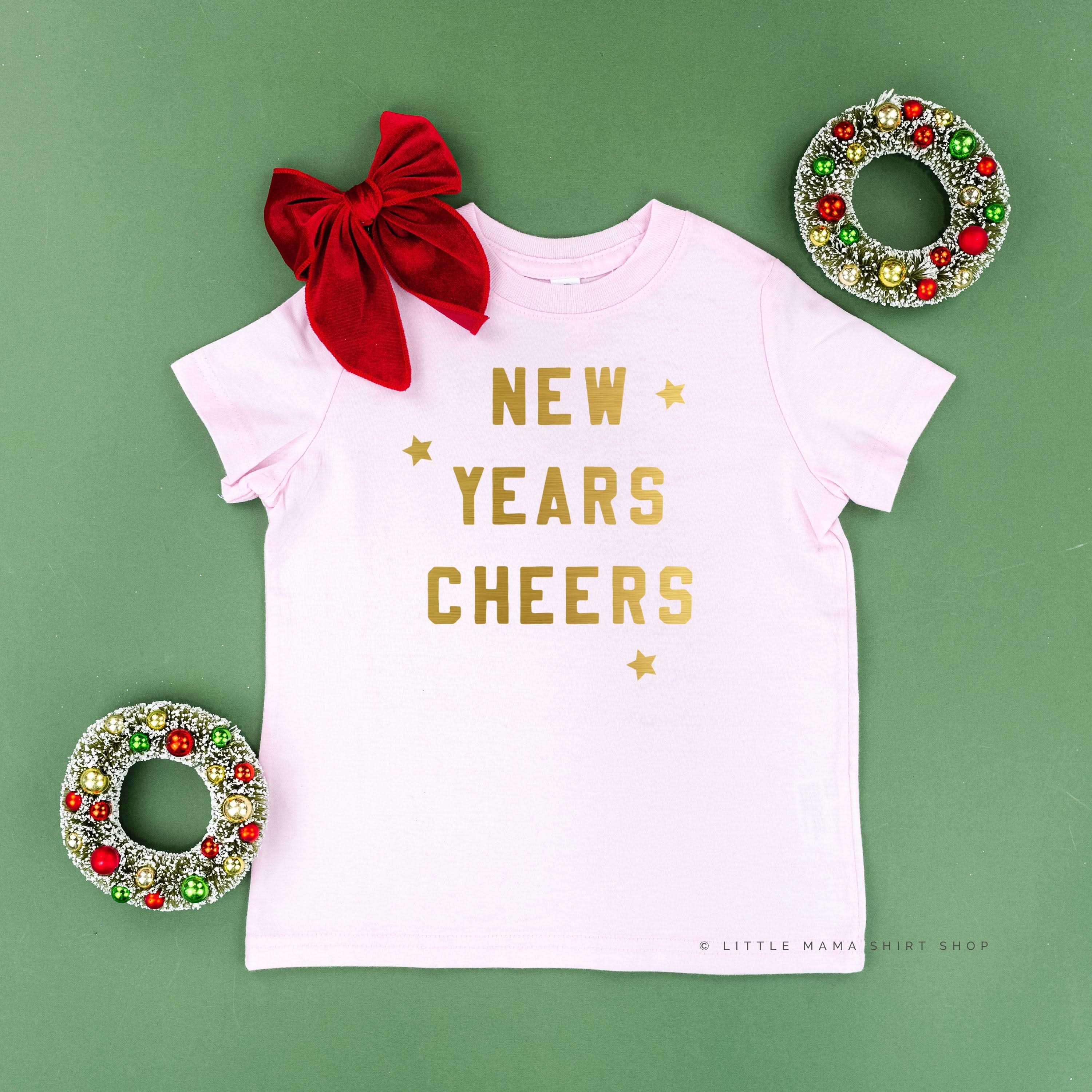 New Years Cheers - Block Font - Child Tee Little Mama Shirt Shop