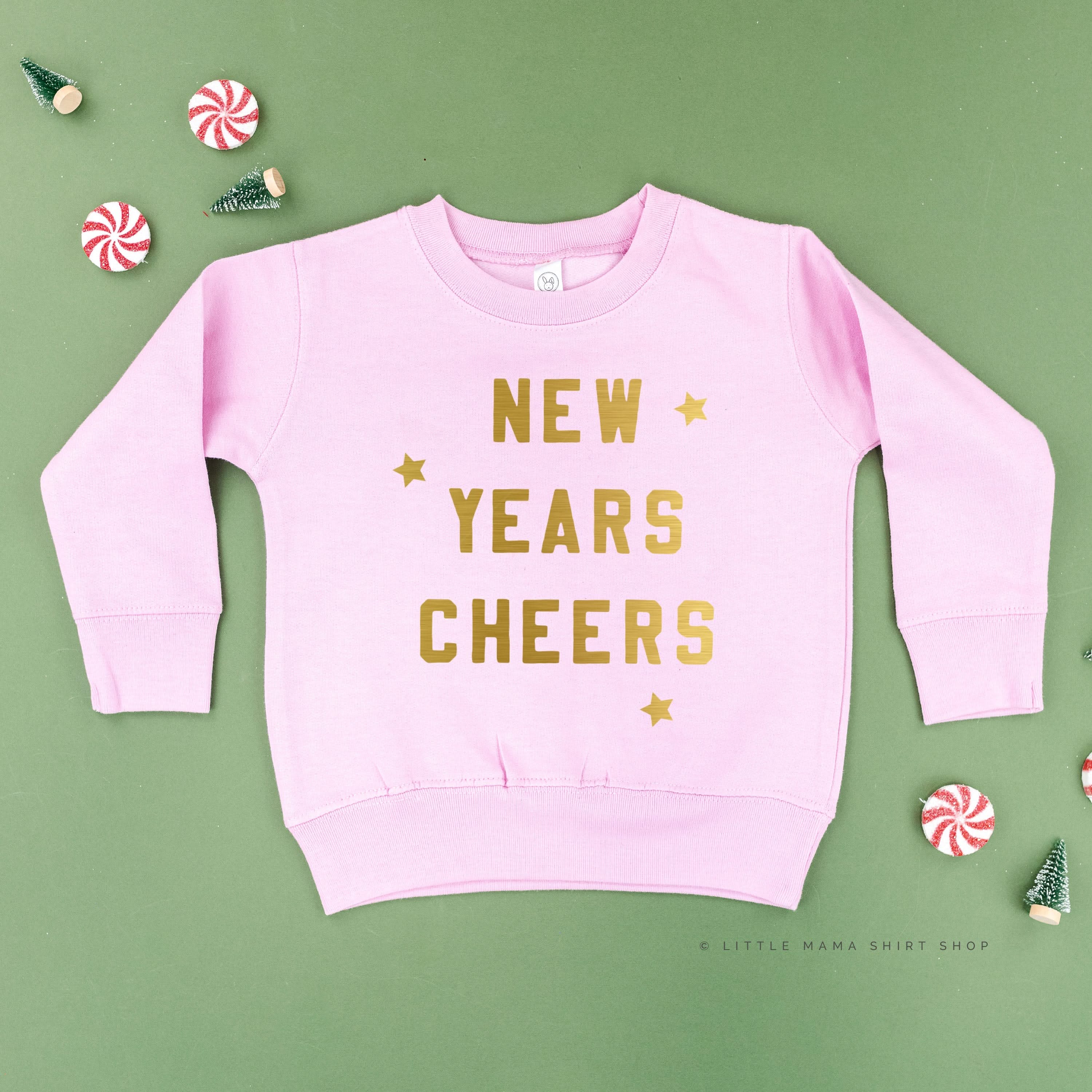 New Years Cheers - Block Font - Child Sweater Little Mama Shirt Shop