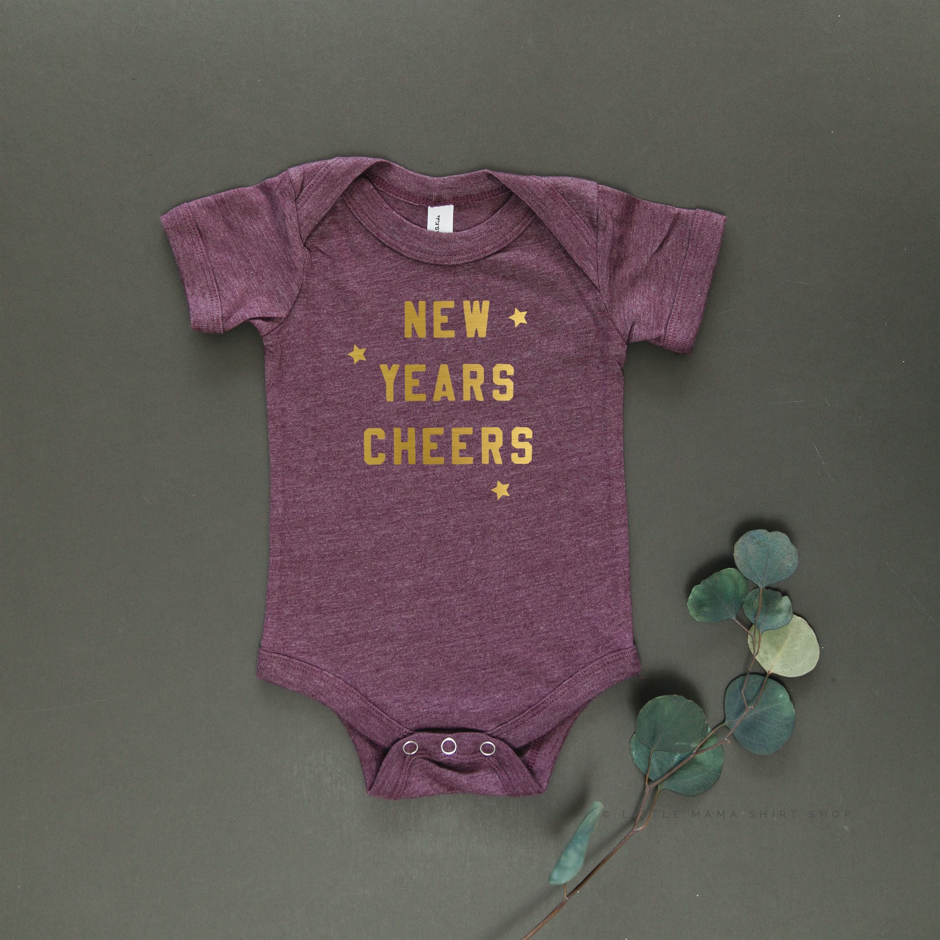 New Years Cheers - Block Font - Child Tee Little Mama Shirt Shop