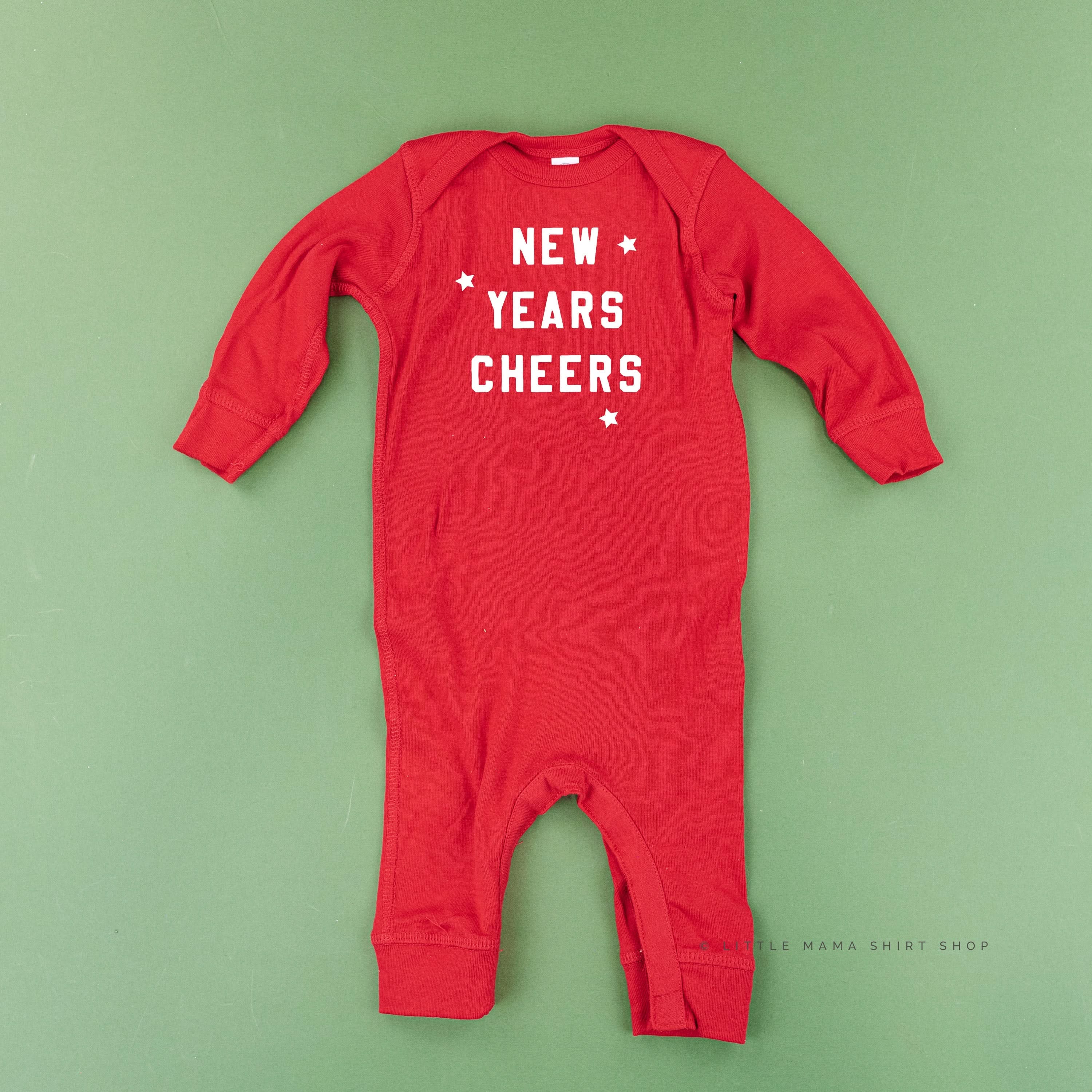 New Years Cheers - Block Font - Baby Sleeper Little Mama Shirt Shop