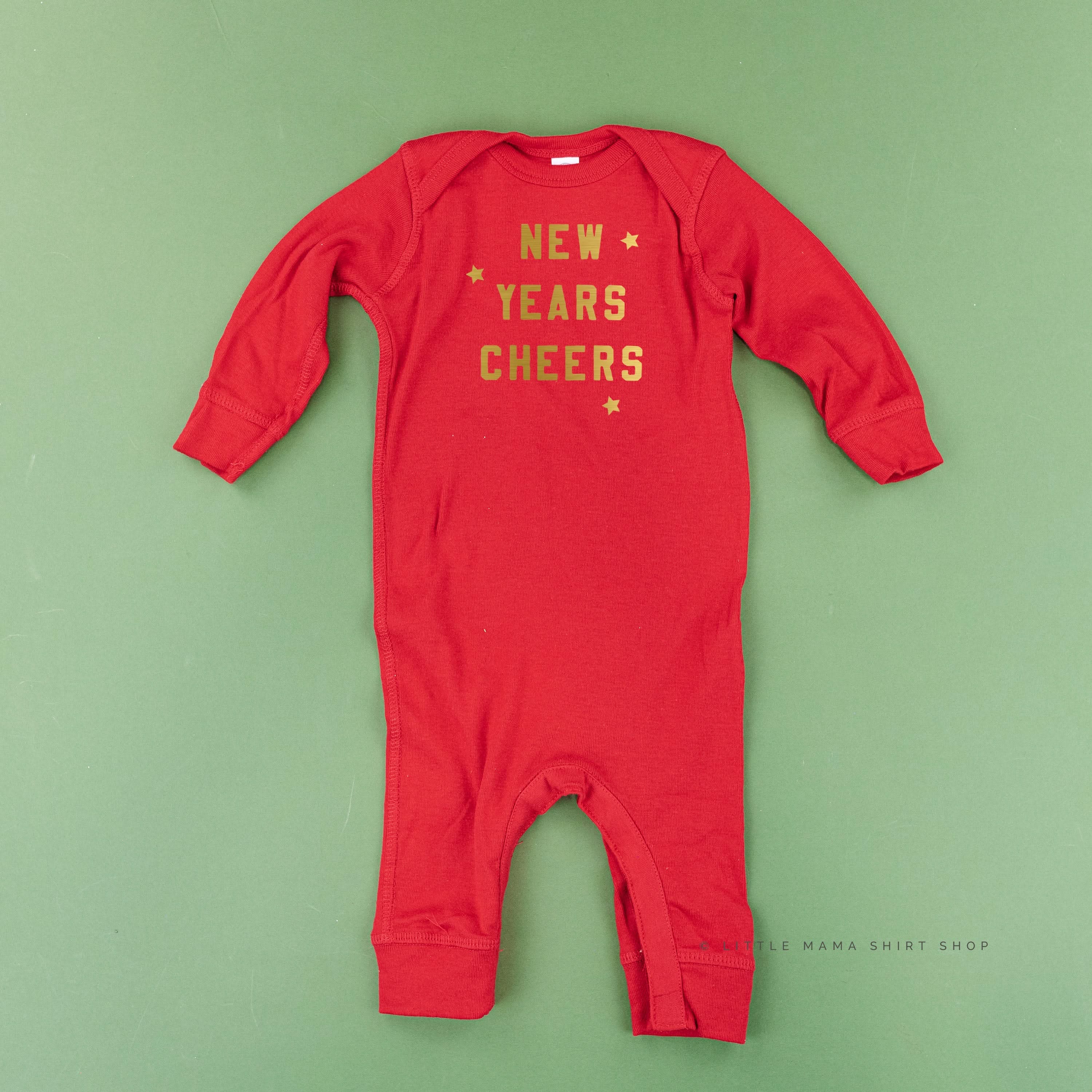 New Years Cheers - Block Font - Baby Sleeper Little Mama Shirt Shop