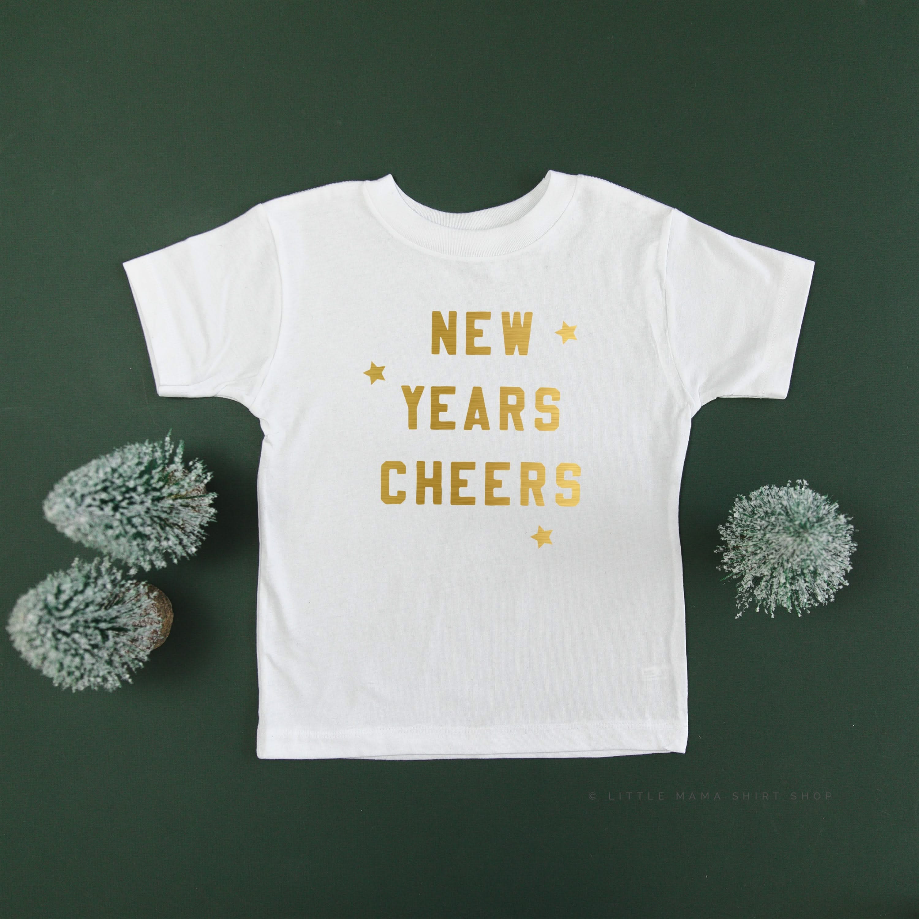 New Years Cheers - Block Font - Child Tee Little Mama Shirt Shop