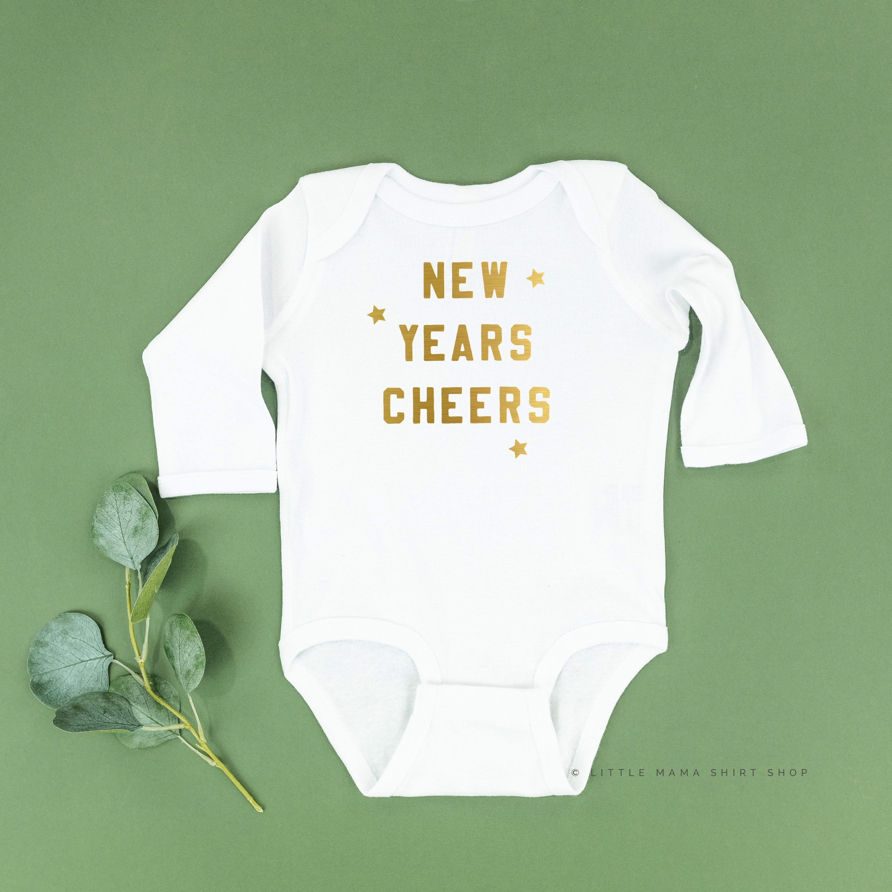 New Years Cheers - Block Font - Child LONG SLEEVE Tee Little Mama Shirt Shop
