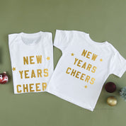 New Years Cheers - Block Font - Set of 2 Unisex Tees Little Mama Shirt Shop