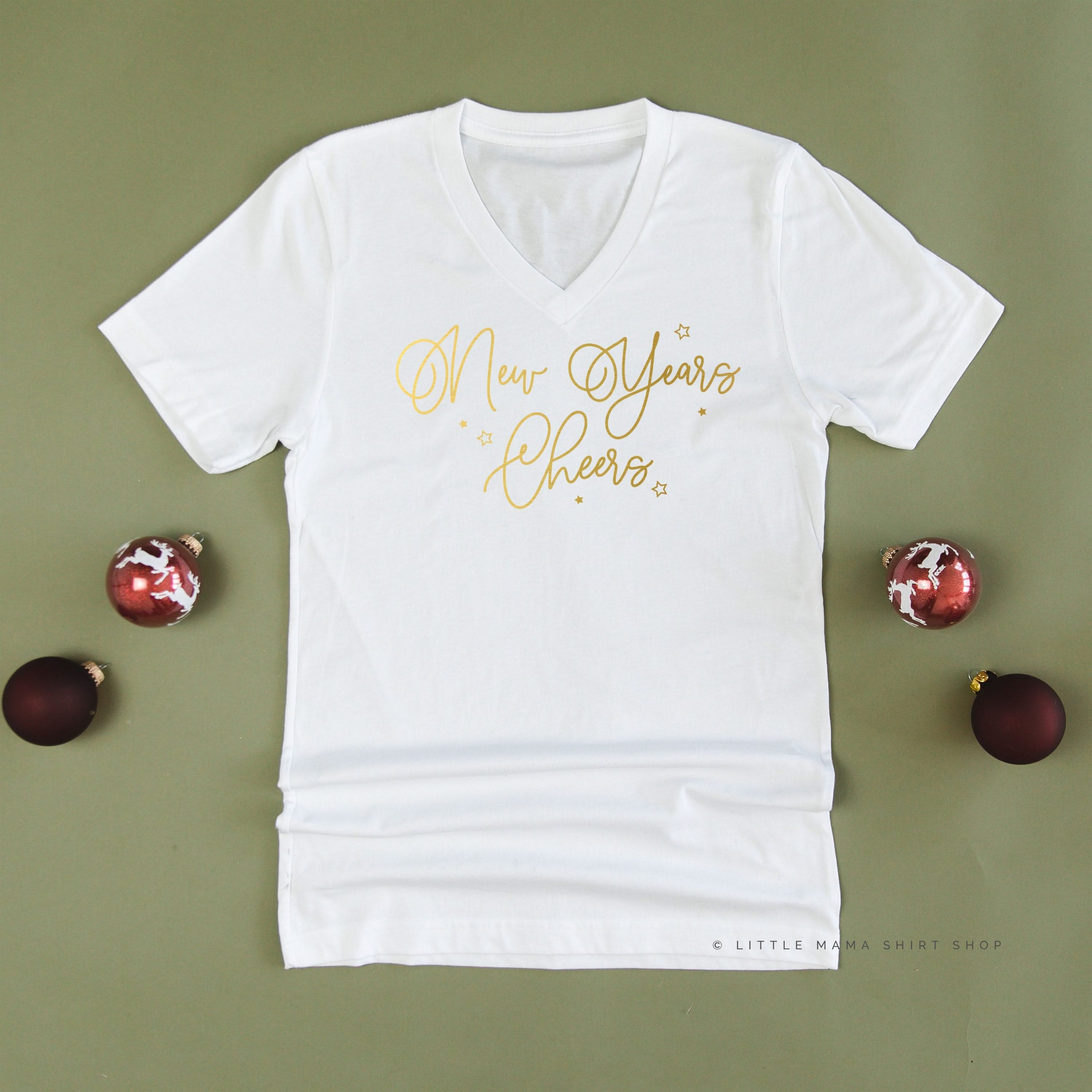 New Years Cheers - Stars/Script - Unisex Tee Little Mama Shirt Shop
