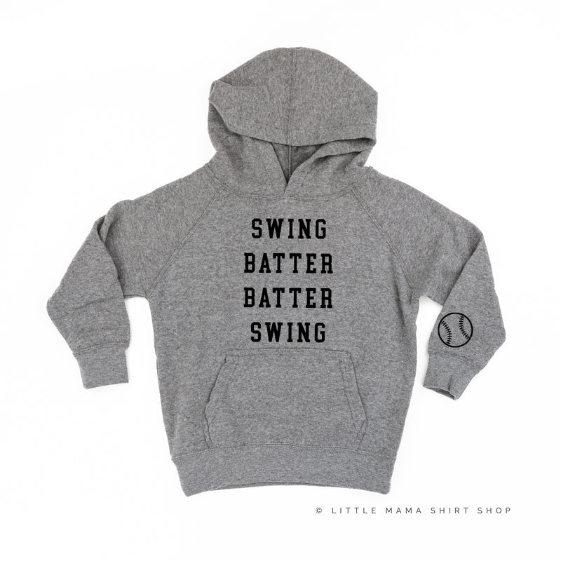 Swing Batter Batter Swing - Baseball Detail on Sleeve - CHILD HOODIE