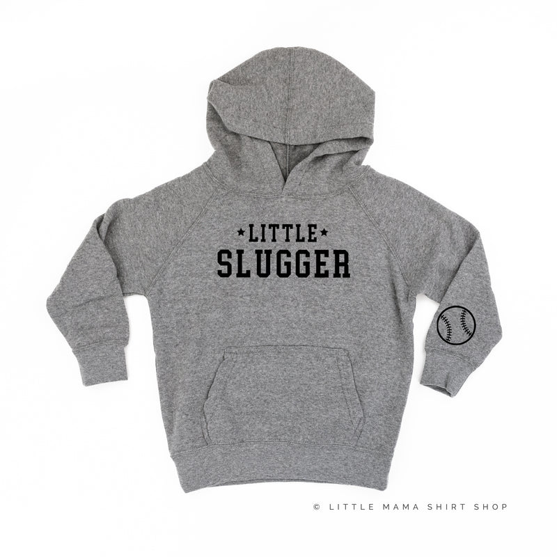 Little Slugger - Baseball Detail on Sleeve - CHILD HOODIE