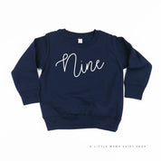 BIRTHDAY NUMBER - NEW CURSIVE - Child Sweater Little Mama Shirt Shop