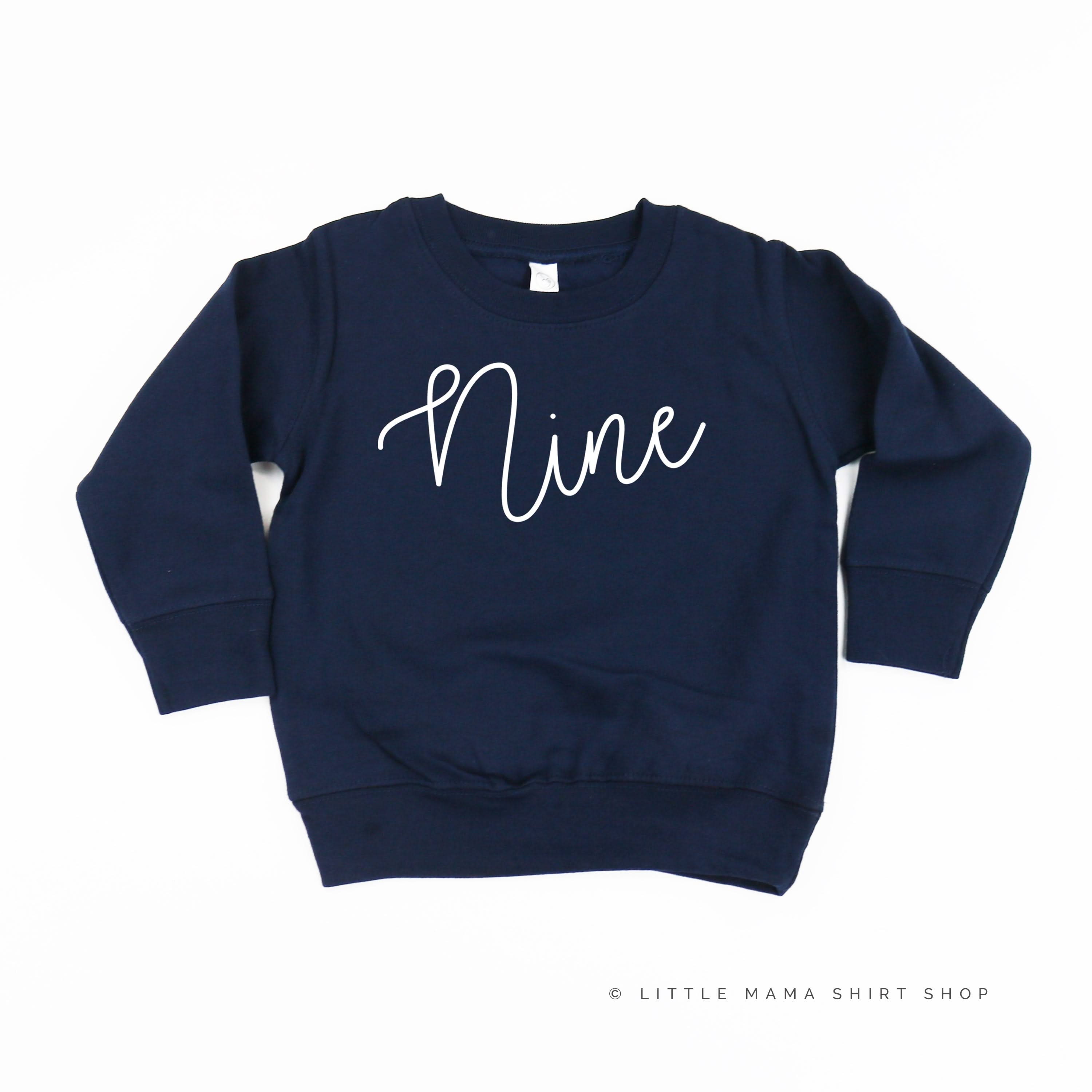 BIRTHDAY NUMBER - NEW CURSIVE - Child Sweater Little Mama Shirt Shop