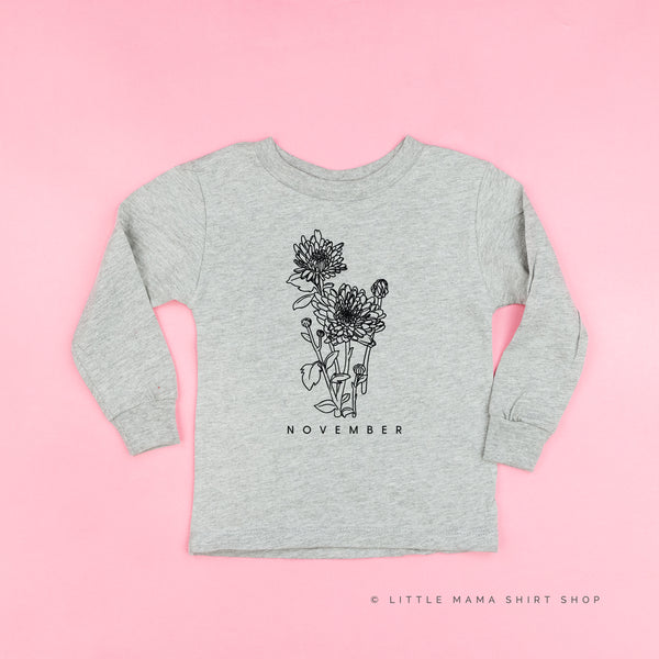 NOVEMBER BIRTH FLOWER - Chrysanthemum - Long Sleeve Child Shirt