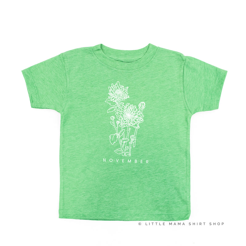 NOVEMBER BIRTH FLOWER - Chrysanthemum - Short Sleeve Child Shirt