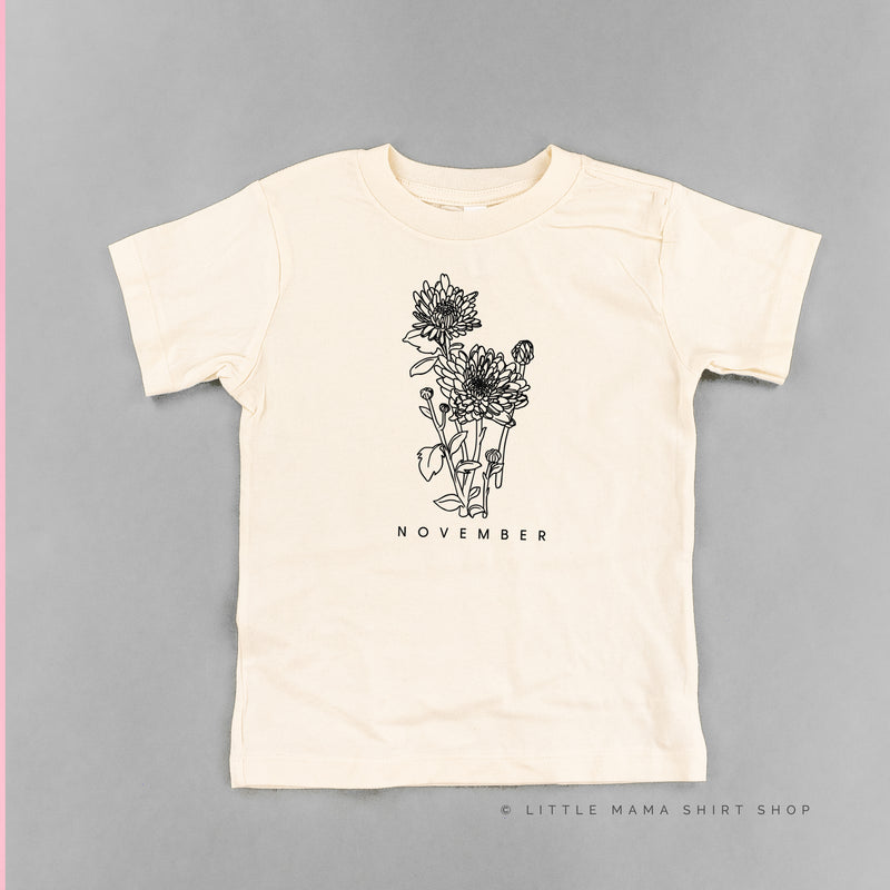NOVEMBER BIRTH FLOWER - Chrysanthemum - Short Sleeve Child Shirt