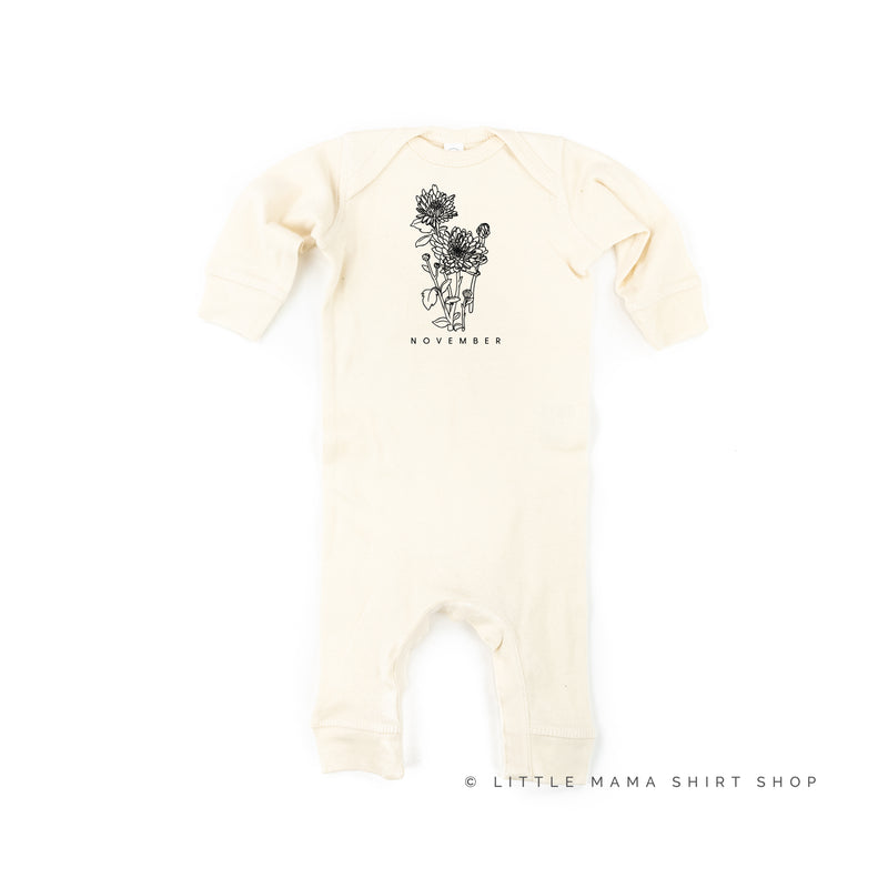 NOVEMBER BIRTH FLOWER - Chrysanthemum - One Piece Baby Sleeper