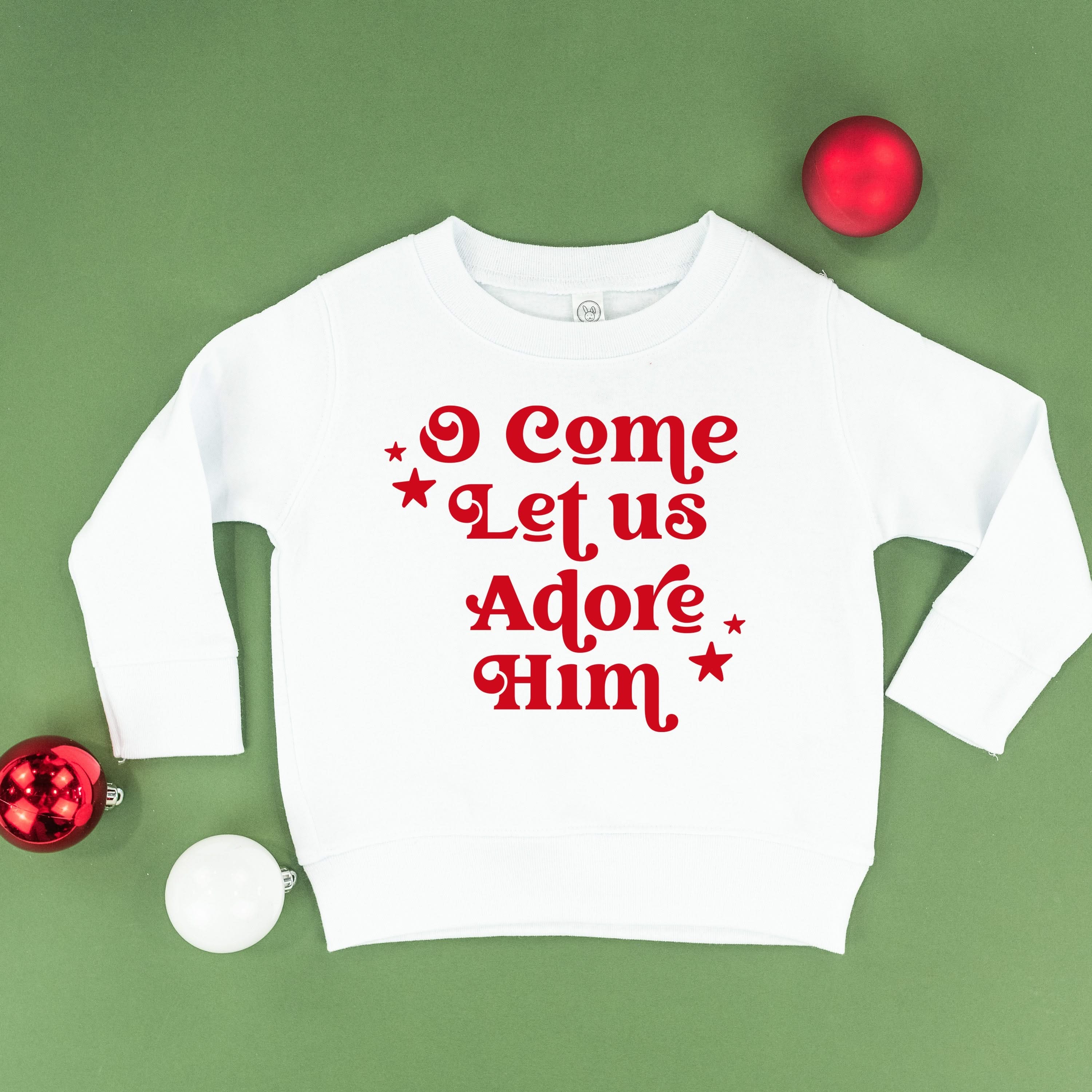 O Come Let Us Adore Him - Child Sweater Little Mama Shirt Shop