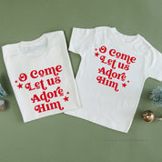 O Come Let Us Adore Him - Set of 2 Unisex Tees Little Mama Shirt Shop