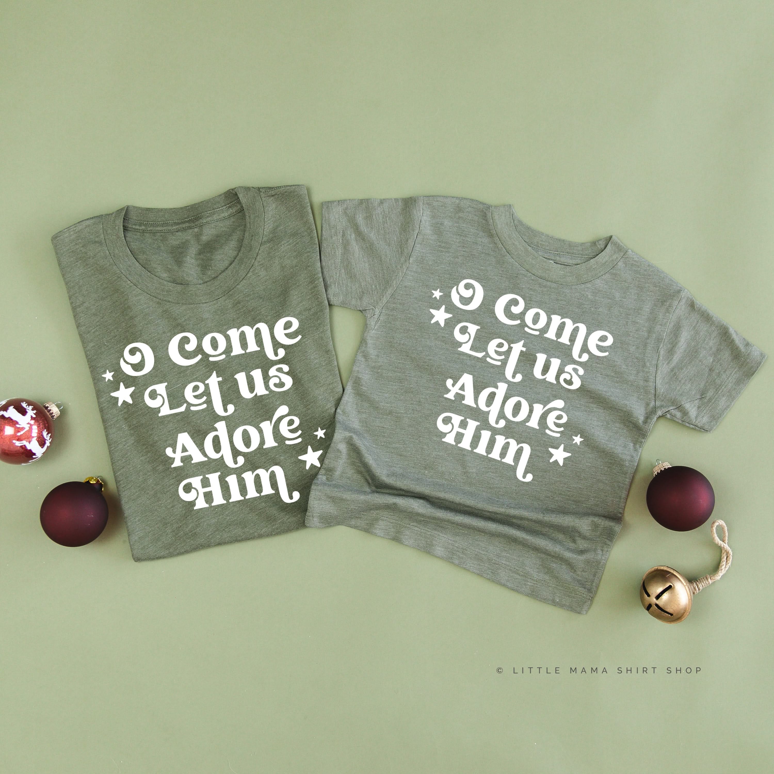 O Come Let Us Adore Him - Set of 2 Unisex Tees Little Mama Shirt Shop