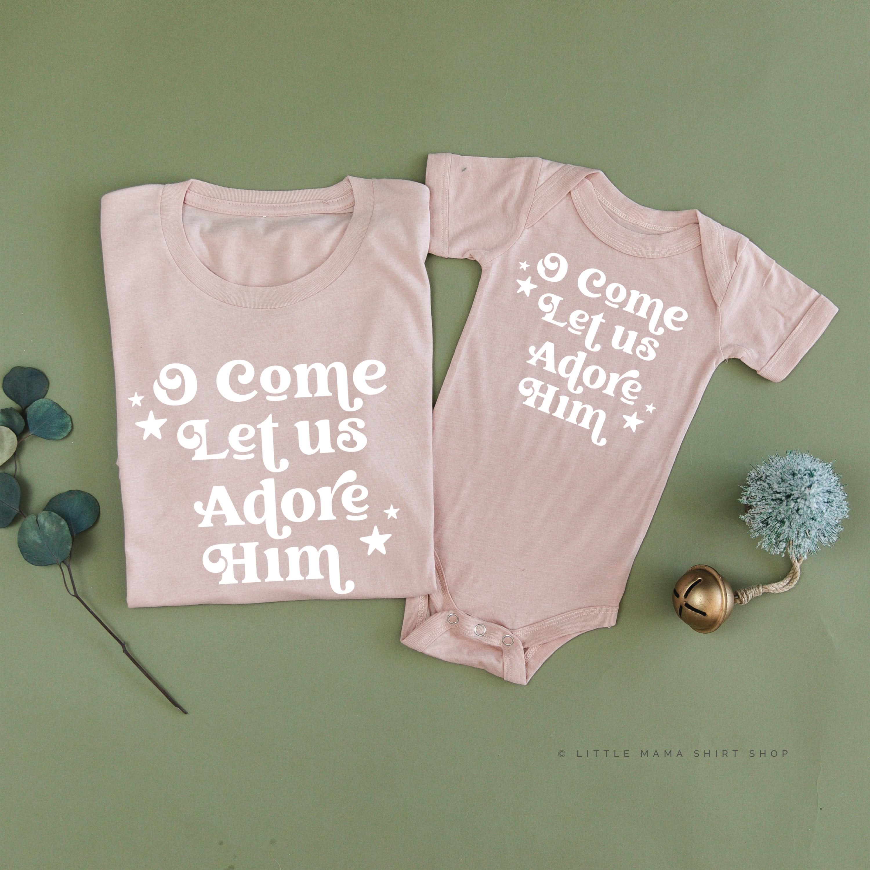 O Come Let Us Adore Him - Set of 2 Unisex Tees Little Mama Shirt Shop