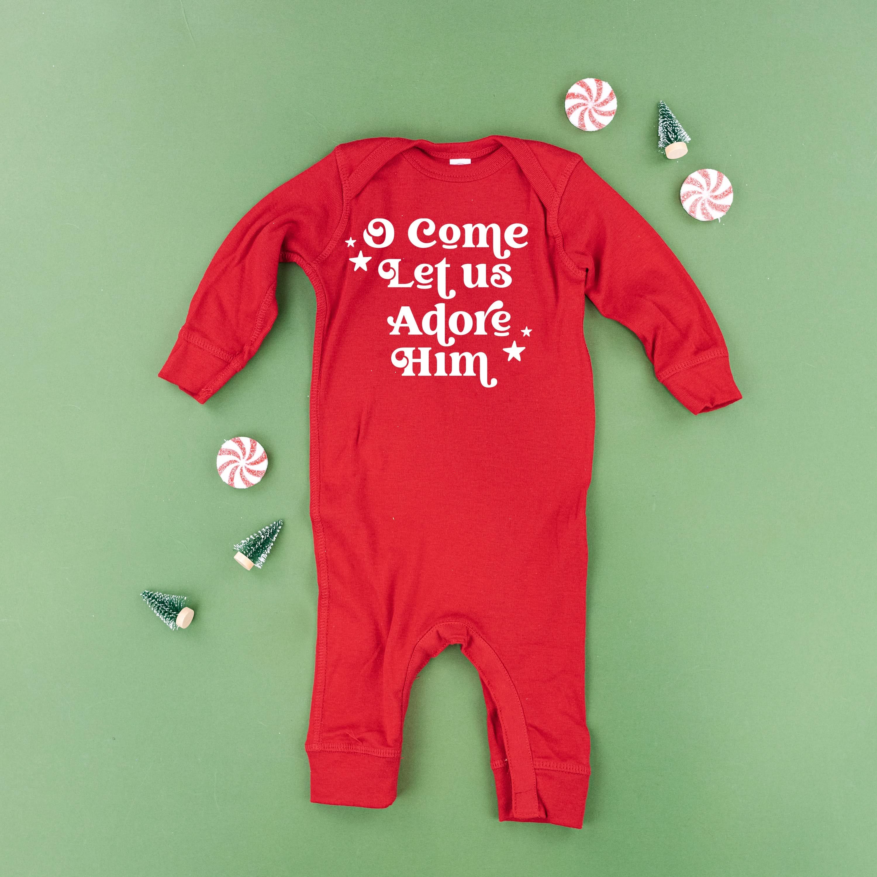 O Come Let Us Adore Him - Baby Sleeper Little Mama Shirt Shop