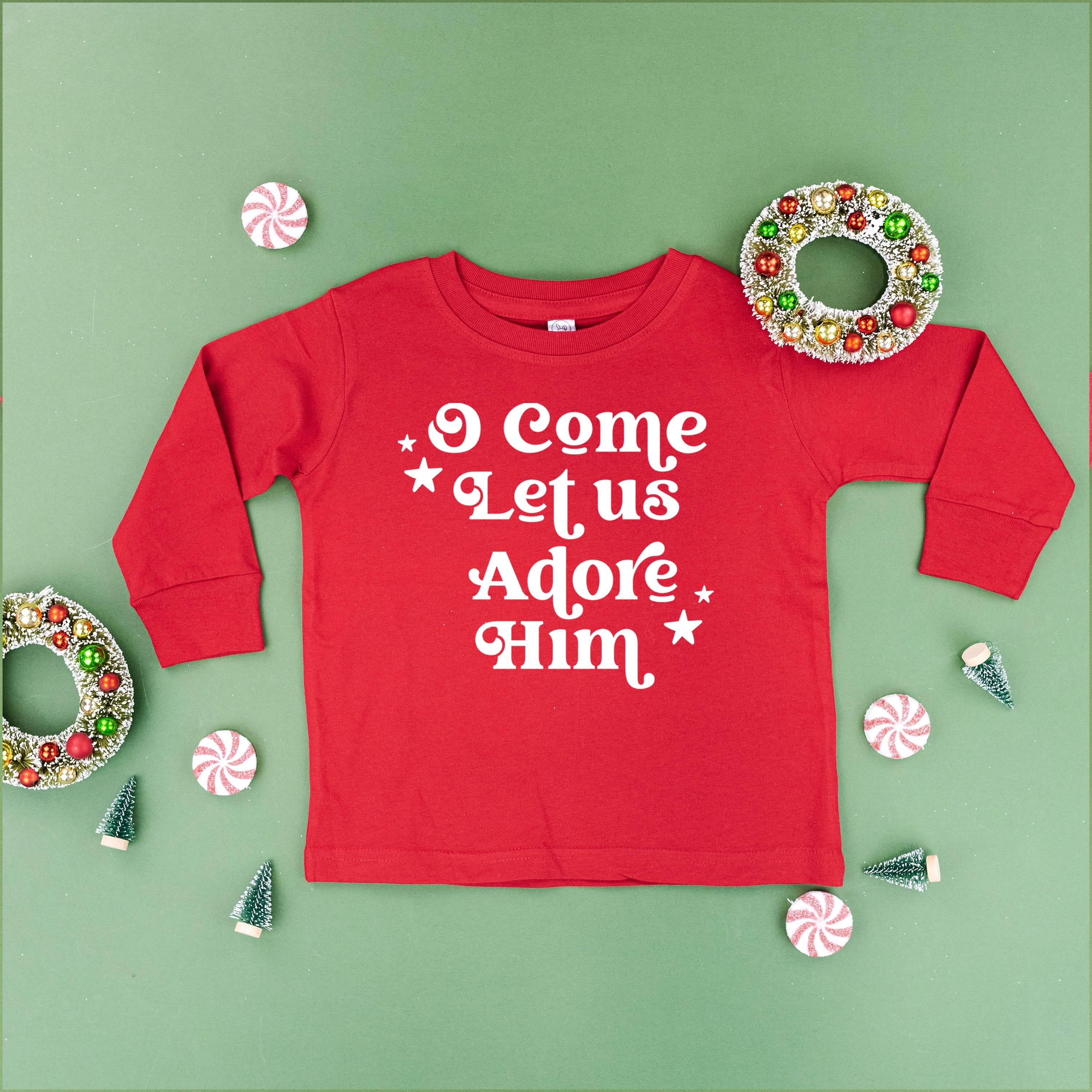 O Come Let Us Adore Him - Child LONG SLEEVE Tee Little Mama Shirt Shop
