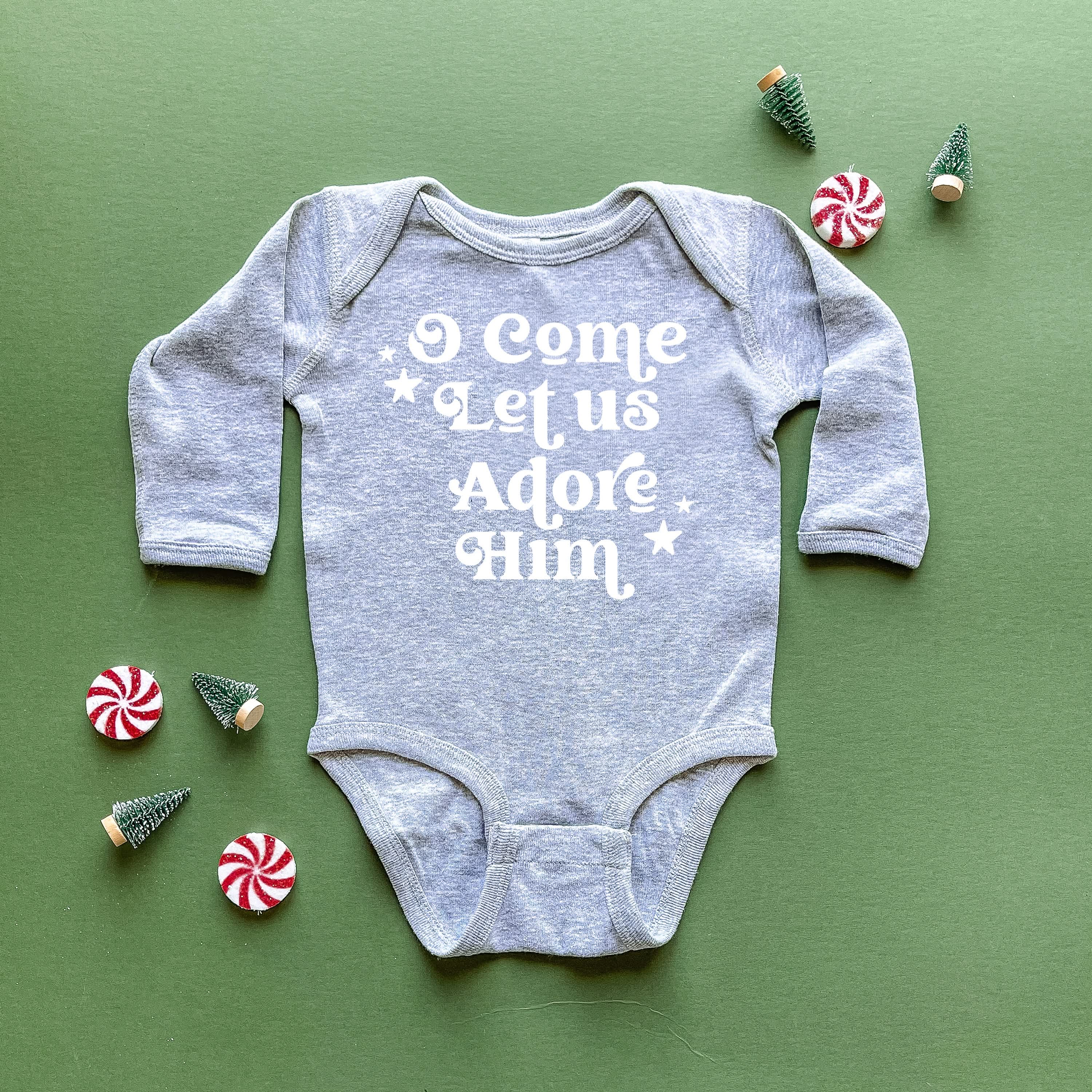O Come Let Us Adore Him - Child LONG SLEEVE Tee Little Mama Shirt Shop