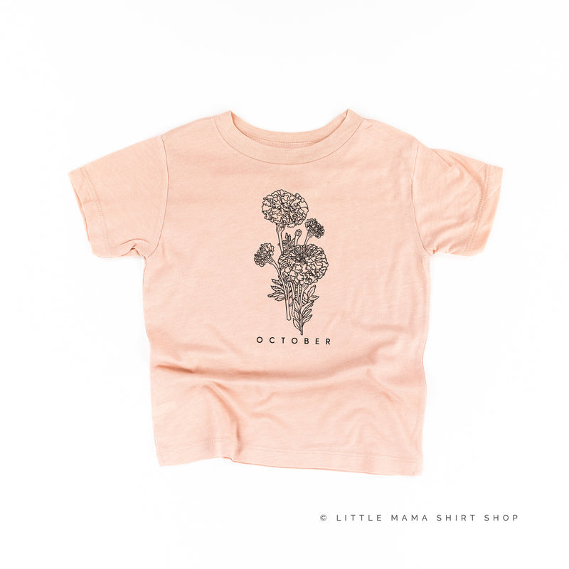 OCTOBER BIRTH FLOWER - Marigold - Short Sleeve Child Shirt