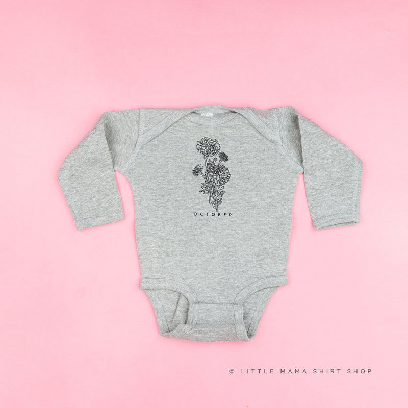 OCTOBER BIRTH FLOWER - Marigold - Long Sleeve Child Shirt