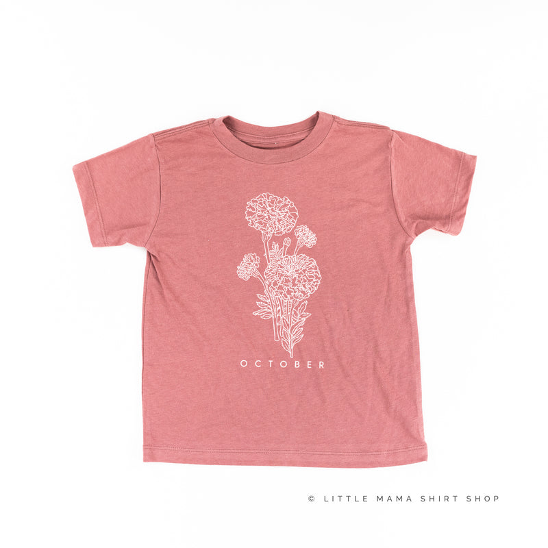OCTOBER BIRTH FLOWER - Marigold - Short Sleeve Child Shirt
