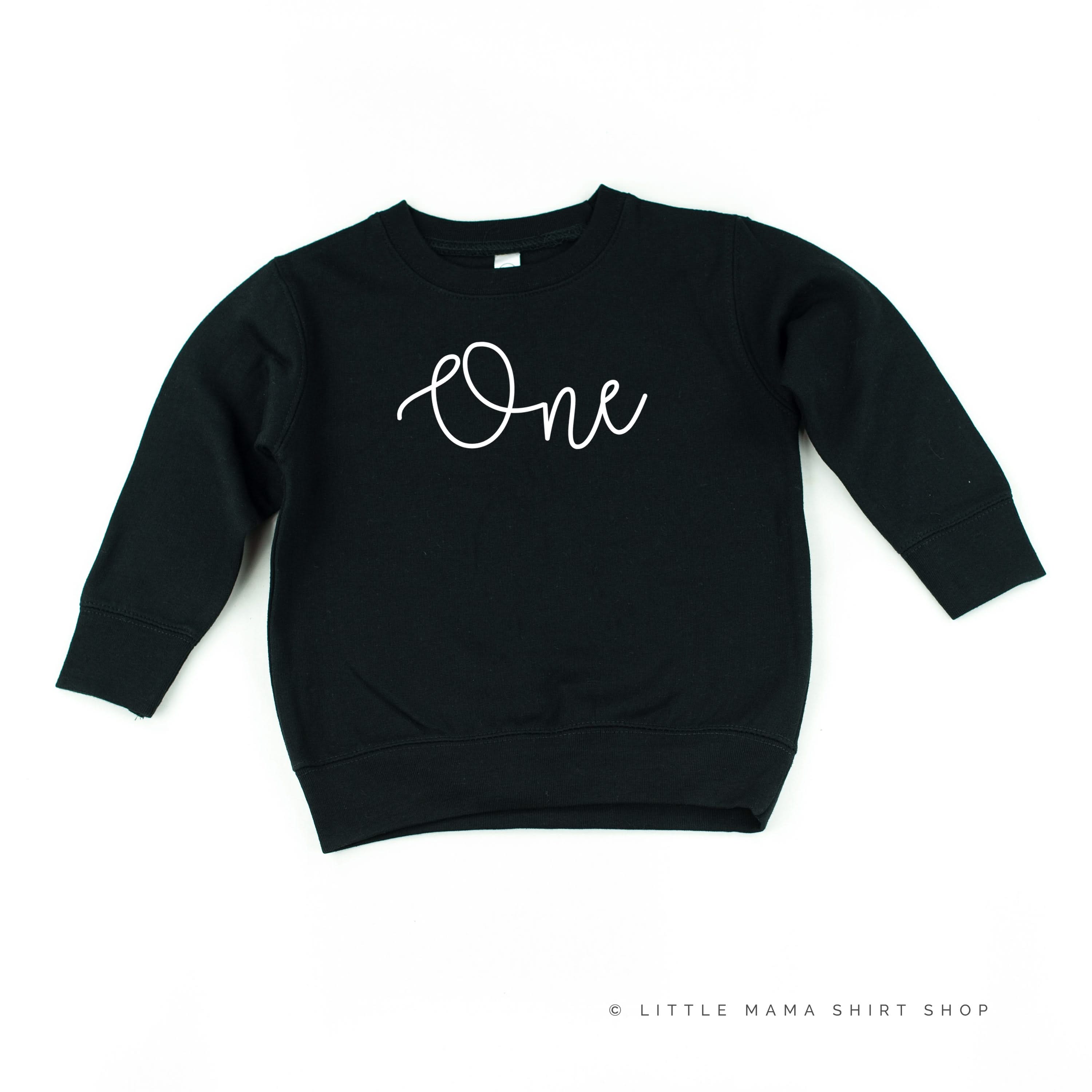 BIRTHDAY NUMBER - NEW CURSIVE - Child Sweater Little Mama Shirt Shop