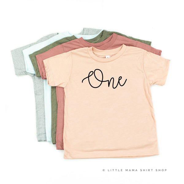 BIRTHDAY NUMBER - NEW CURSIVE - Child Shirt