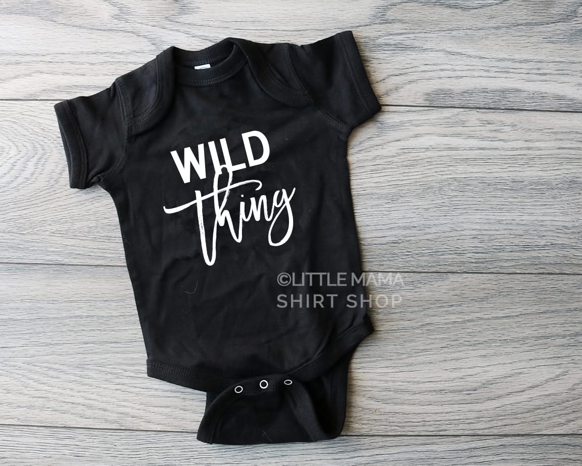 Wild Thing - You Make My Heart Sing | Blush w/ White Adult - Black w/ White Child | Set of 2 Shirts Little Mama Shirt Shop