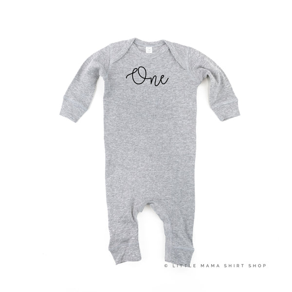 BIRTHDAY NUMBER - ONE - NEW CURSIVE - One Piece Infant Sleeper